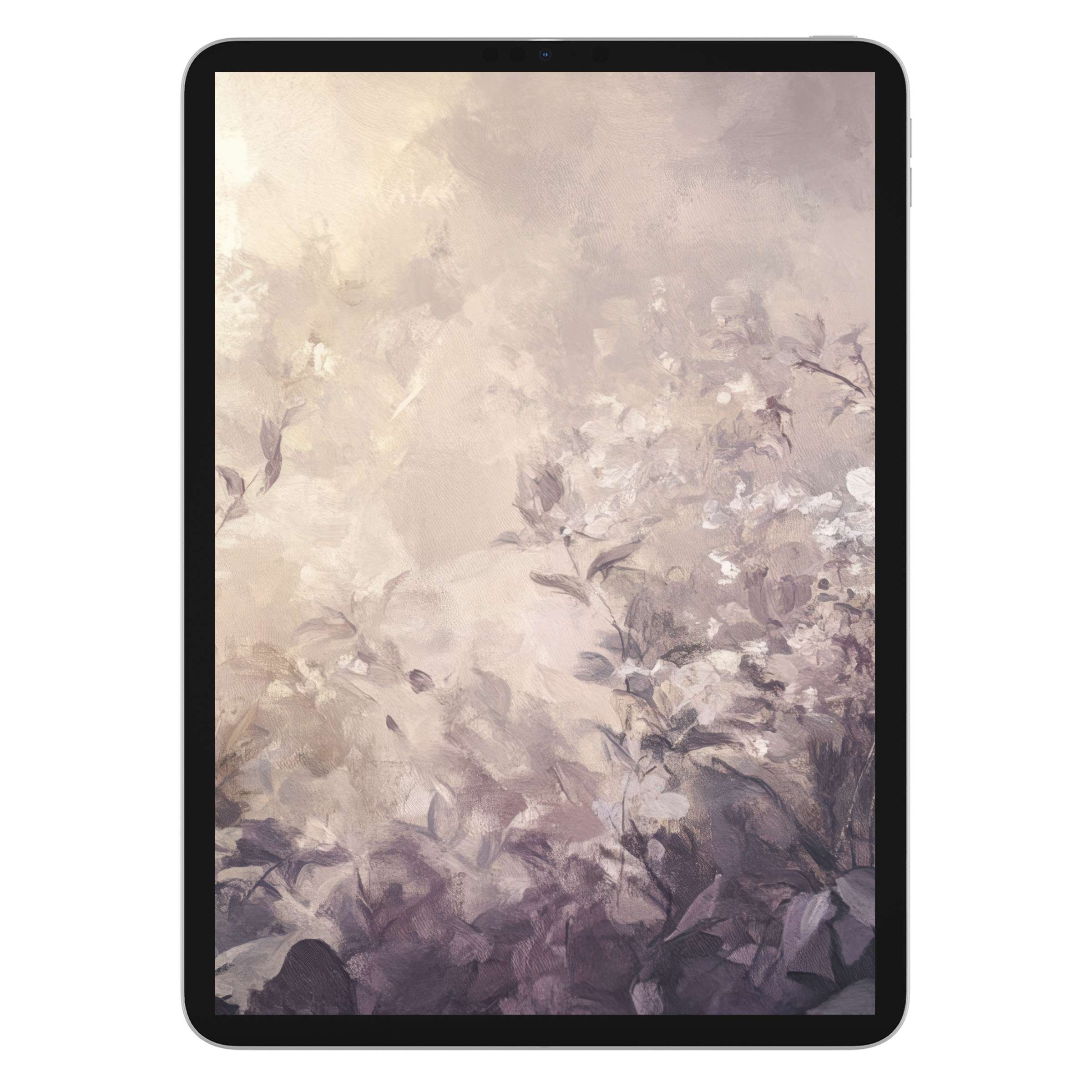 Elegant botanical iPad wallpaper featuring soft pastel textures, perfect digital download for a serene tablet background on any device