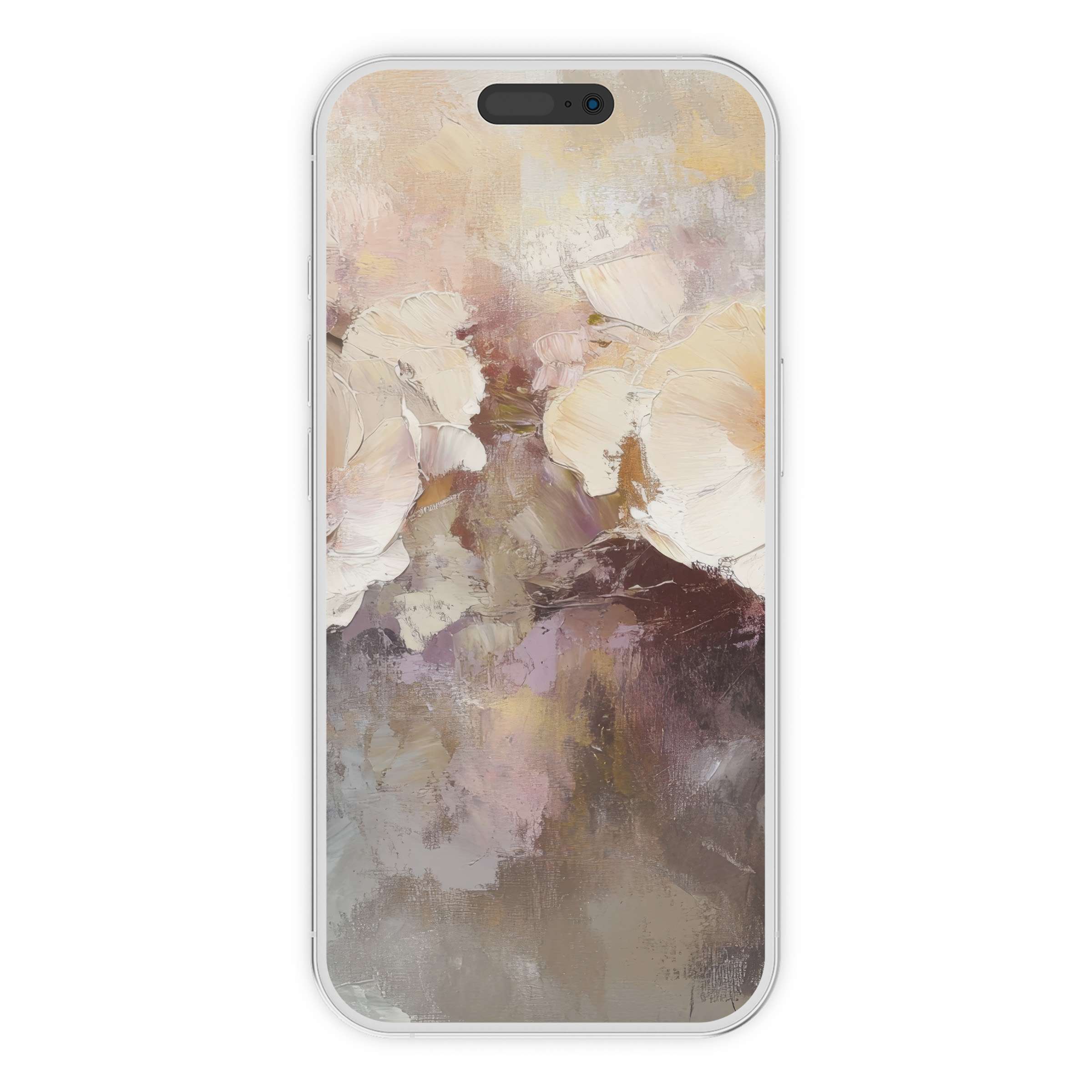 Elegant botanical iPhone wallpaper with soft pastel florals in an abstract style for a calming phone background digital download