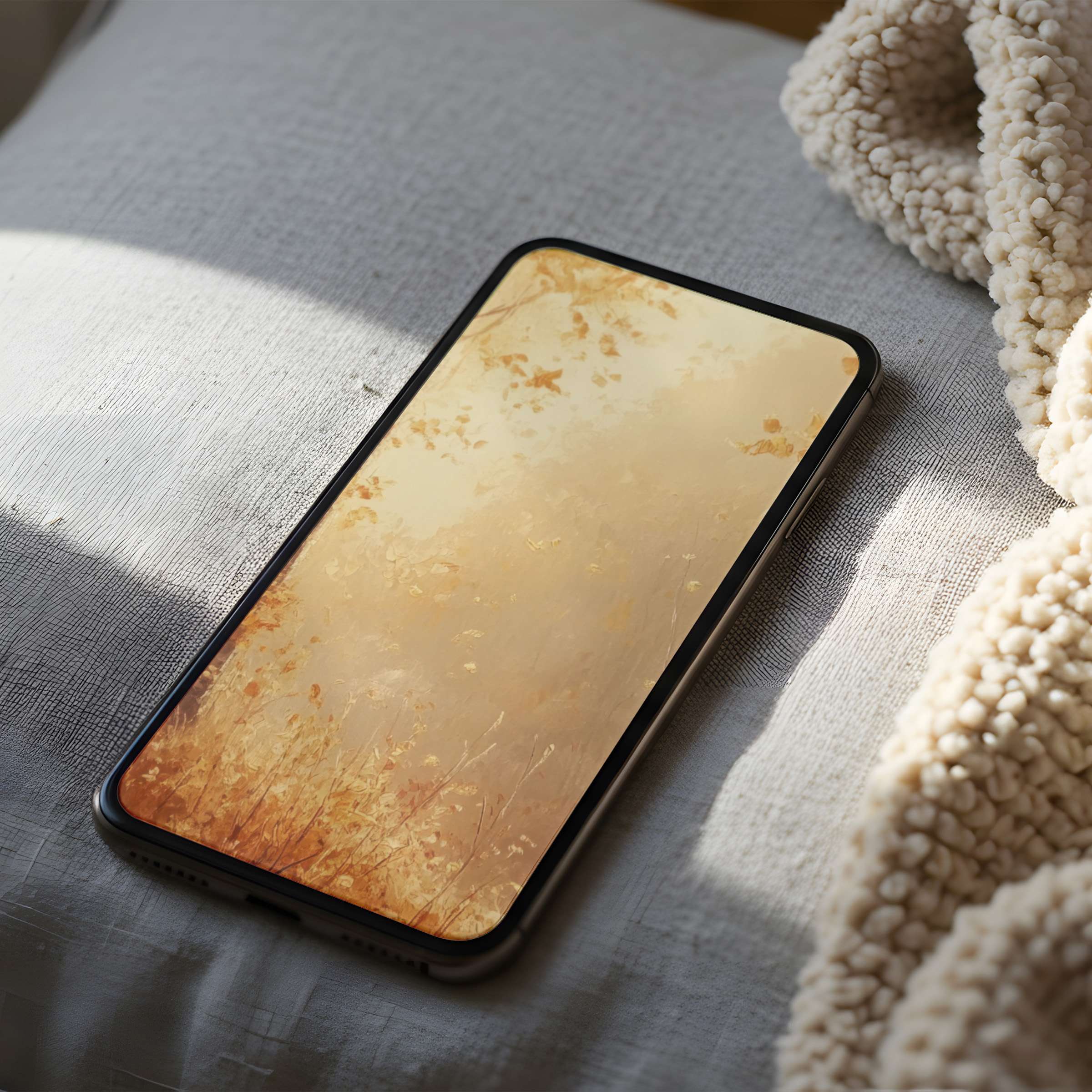 Elegant abstract autumn motif phone wallpaper in warm hues perfect for iPhone and Android digital download high resolution