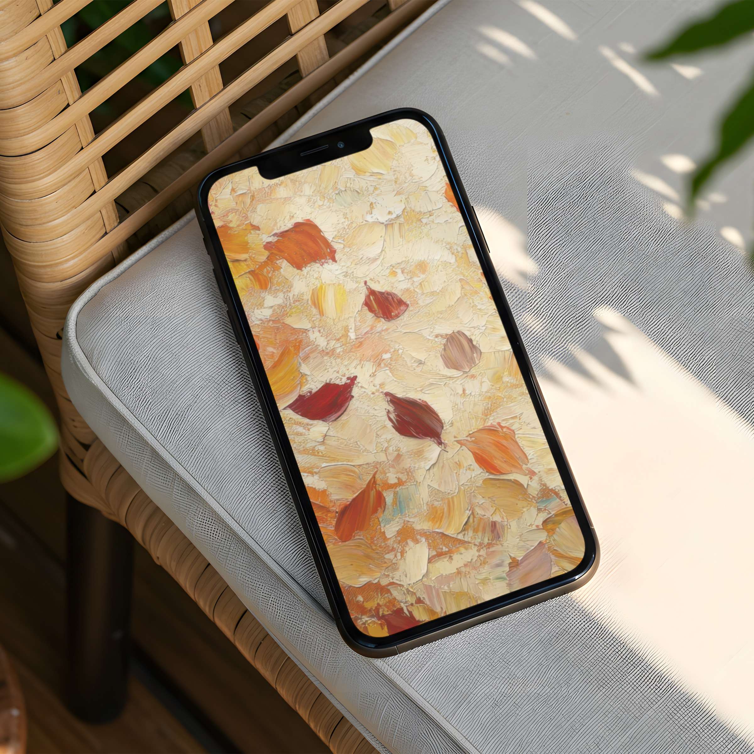 Elegant textured iPhone background featuring warm autumn hues exuding calmness and inspiration perfect for instant download on any phone
