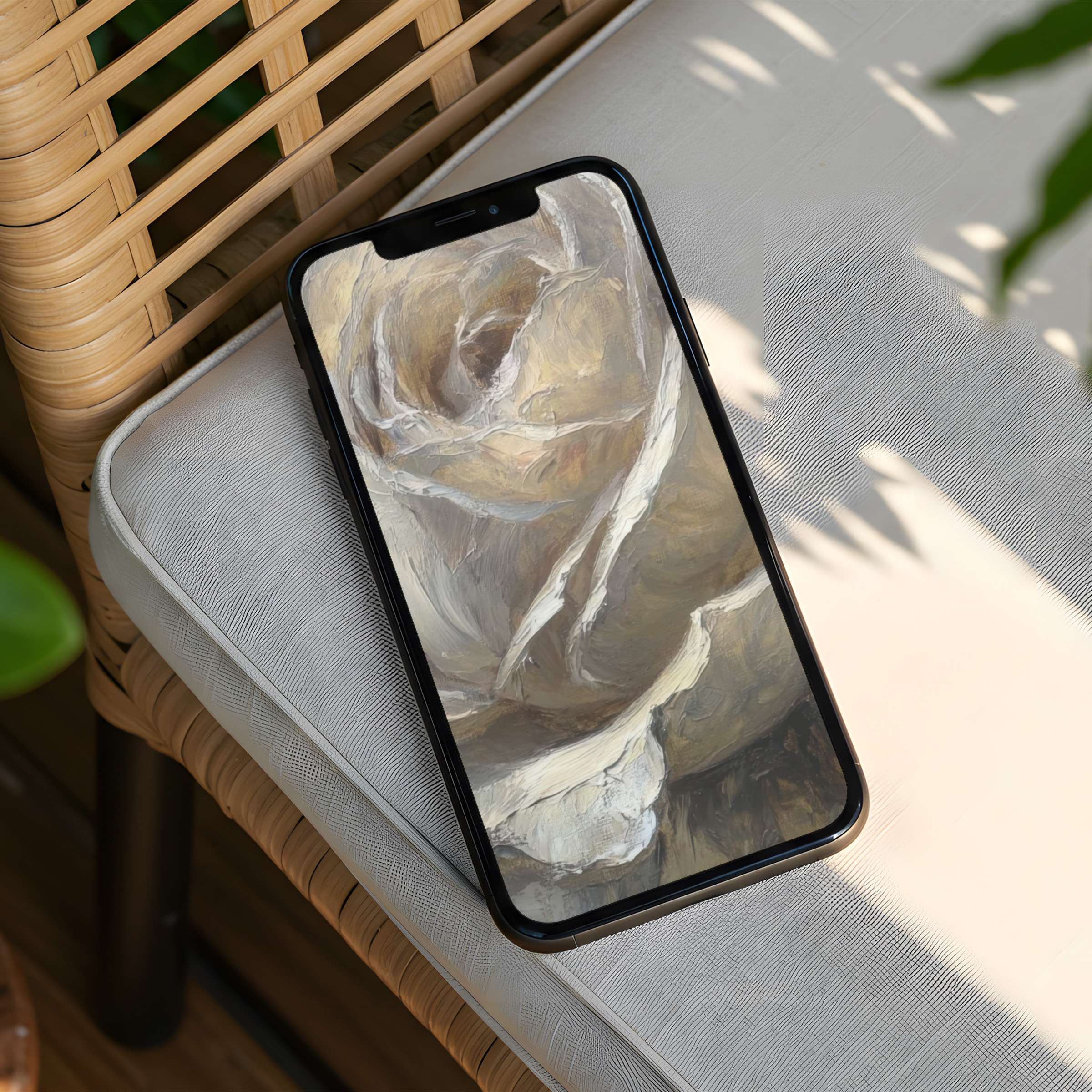 Elegant rose painting as iPhone background for instant download offers calm inspiration fits all phone screens beautifully
