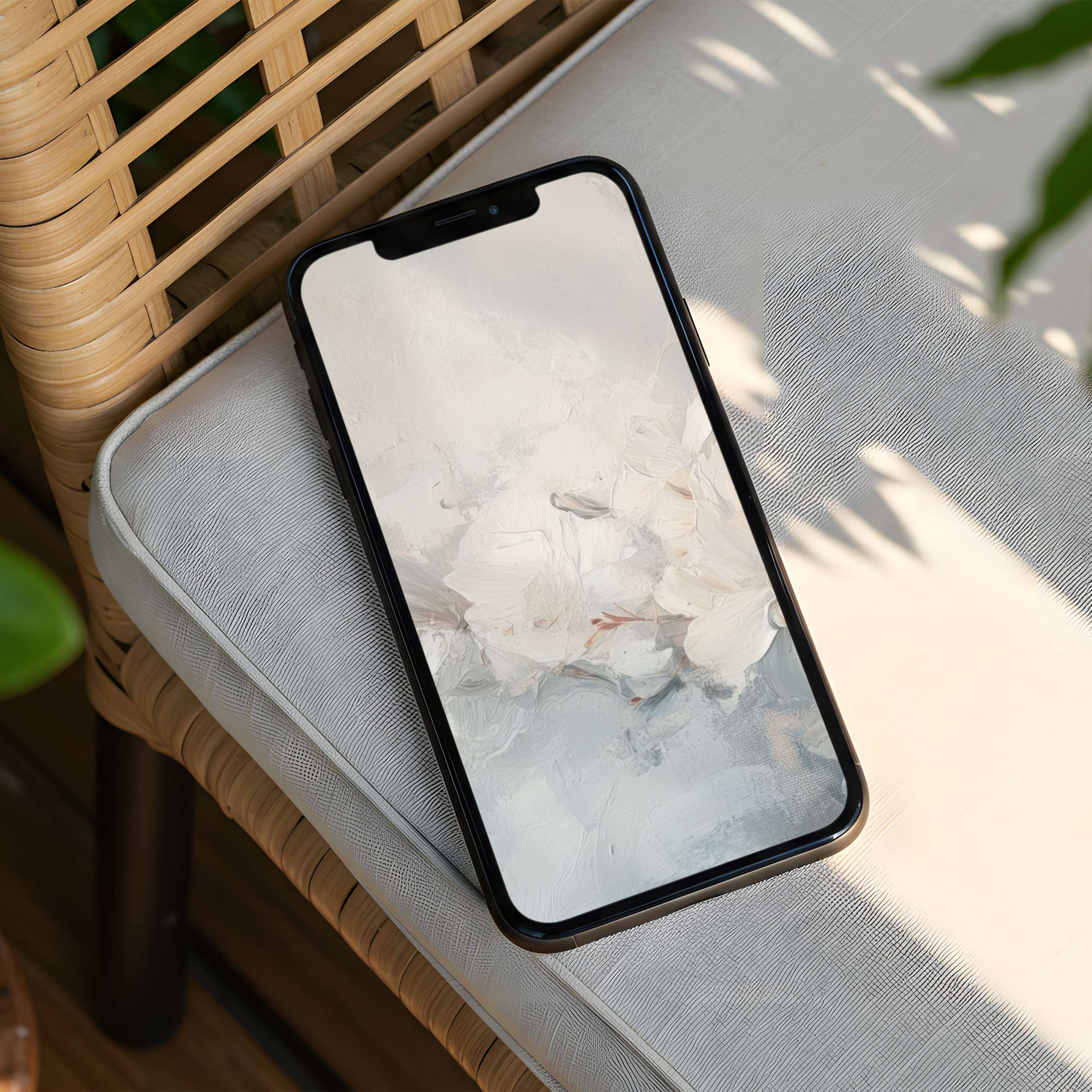 Elegant iPhone background art features soothing white floral textures perfect for your phone instant download for mindfulness and inspiration