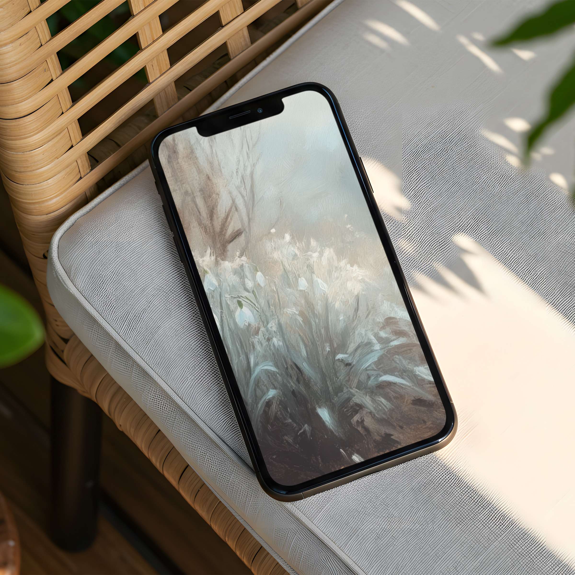iPhone background with serene floral art evokes calm and elegance inspiring mindfulness instant download fits any phone screen