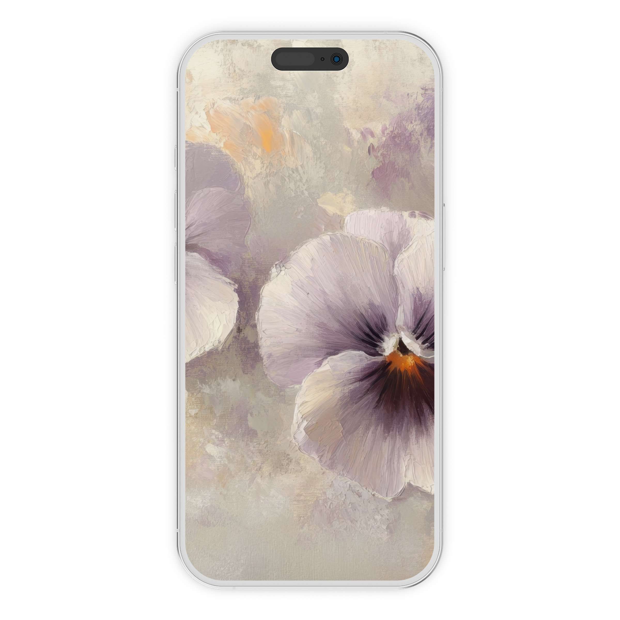Elegant botanical iPhone wallpaper with lavender hues and soft textures, perfect phone background digital download for serene style