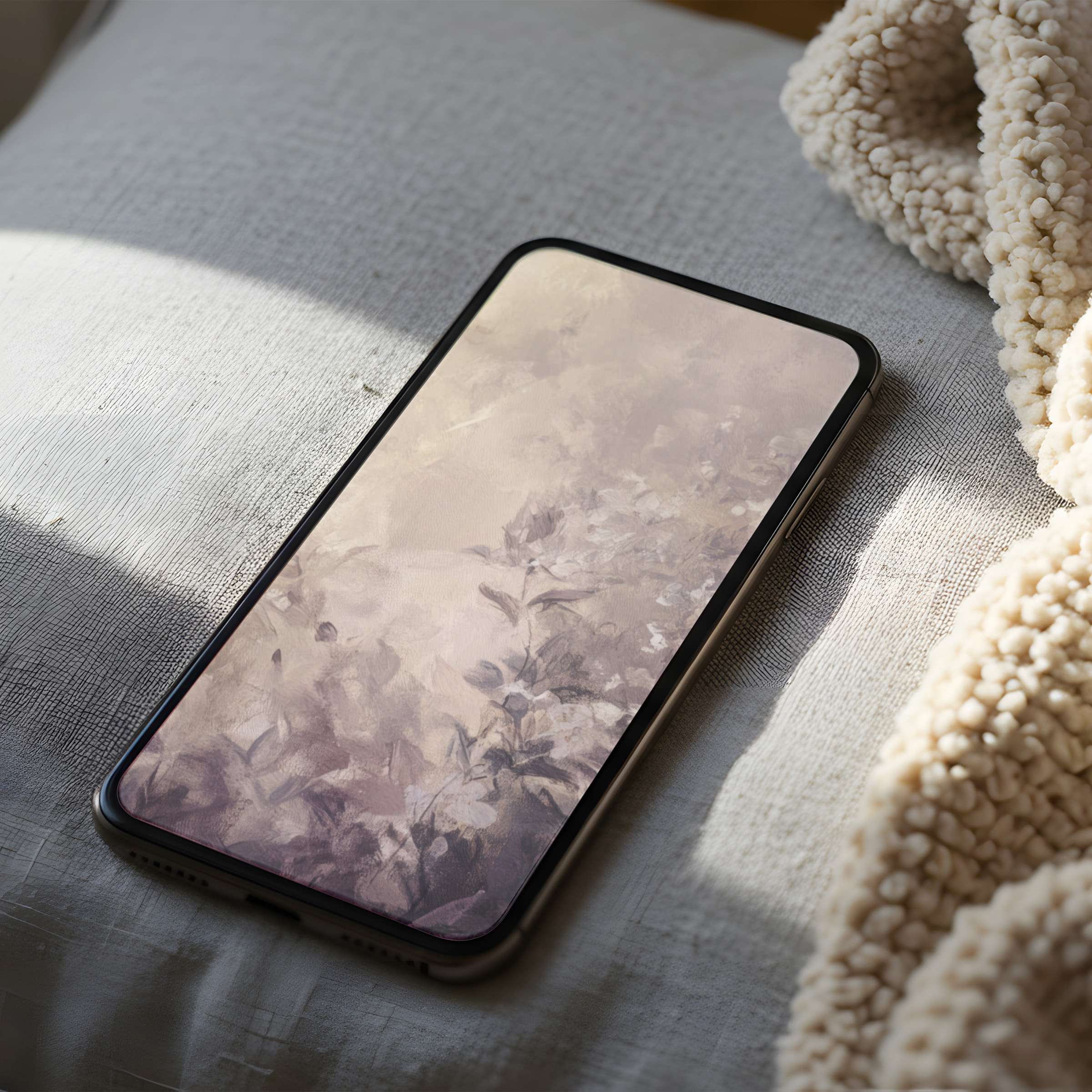 Elegant phone wallpaper featuring soft floral abstract in pastel hues, offering a serene digital download for iPhone and Android