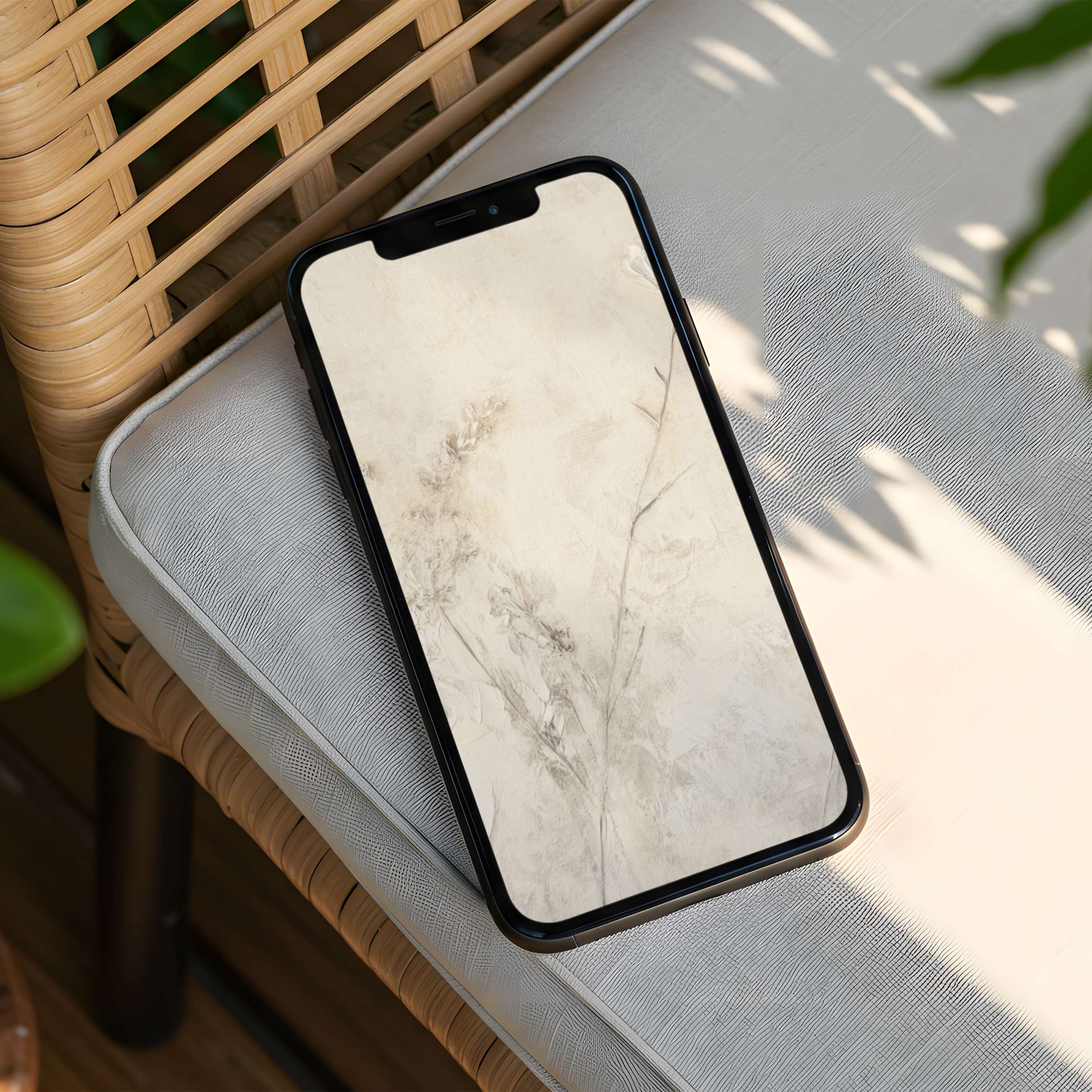 Elegant iPhone background featuring soft botanical sketches offers calm and inspiration for instant download on any phone