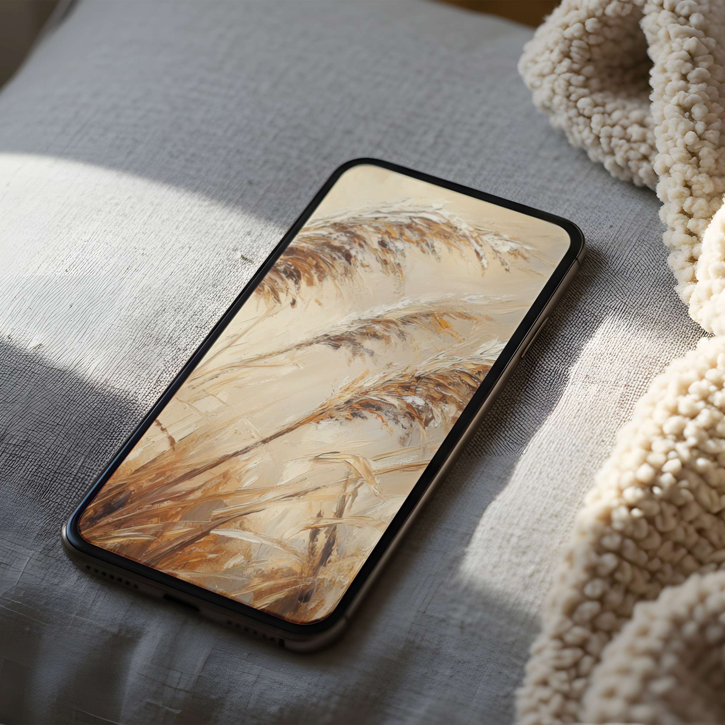 Elegant phone wallpaper with earthy abstract brushstrokes, providing a calming aesthetic for iPhone and Android, perfect digital download