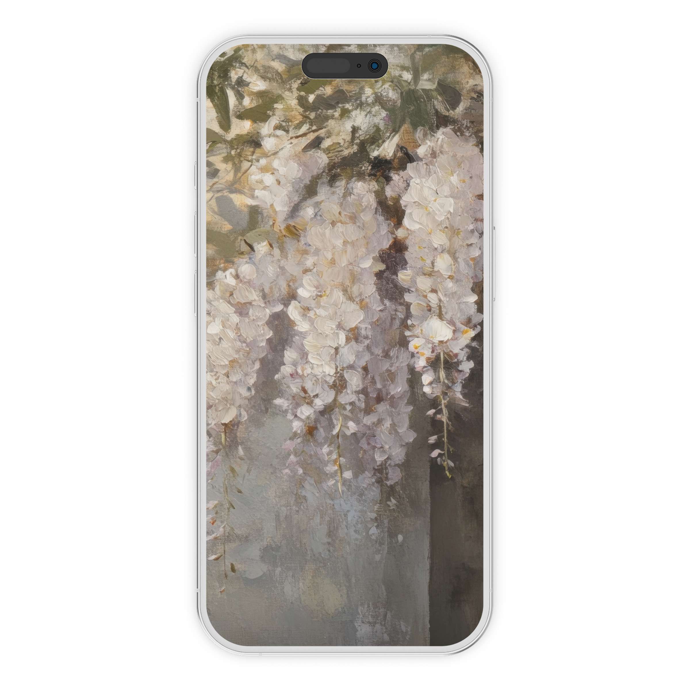 Elegant botanical iPhone wallpaper digital download featuring serene pastel florals for a calming phone background, perfect for any device