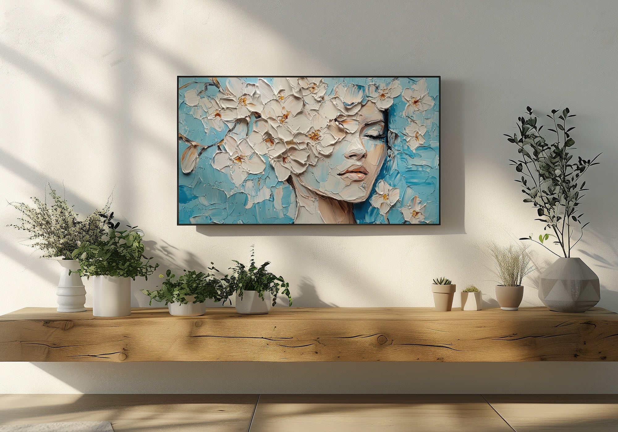 Botanical Frame TV Art with Flower Portrait