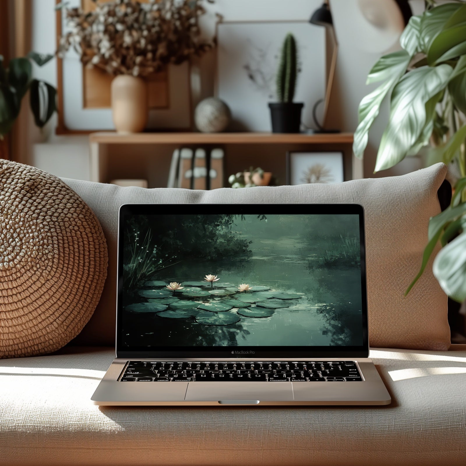 Botanical Wallpaper for Computer in Modern Living Room
