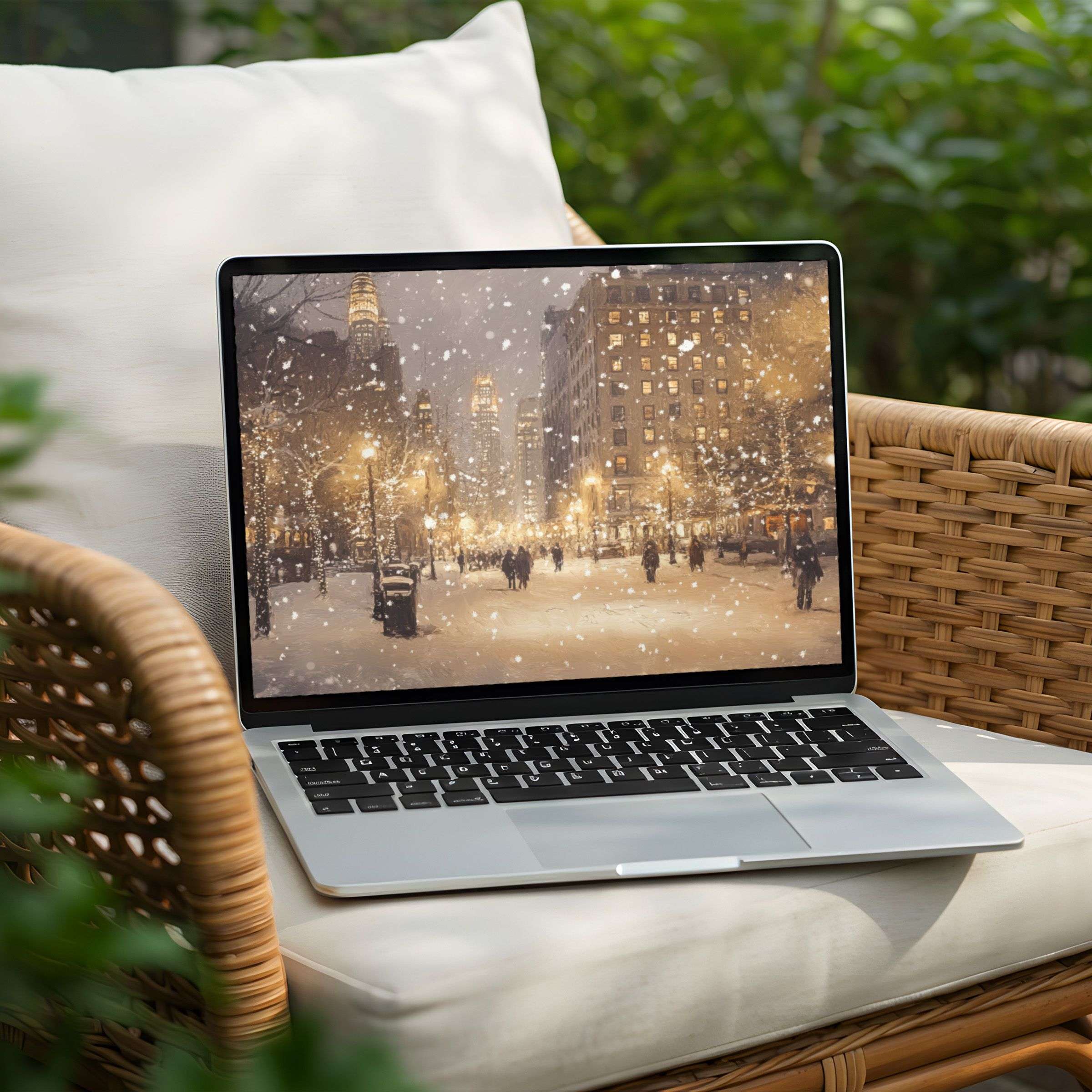 Elegant winter scene desktop background for PC or Laptop brings calm and inspiration with instant download for mindful design