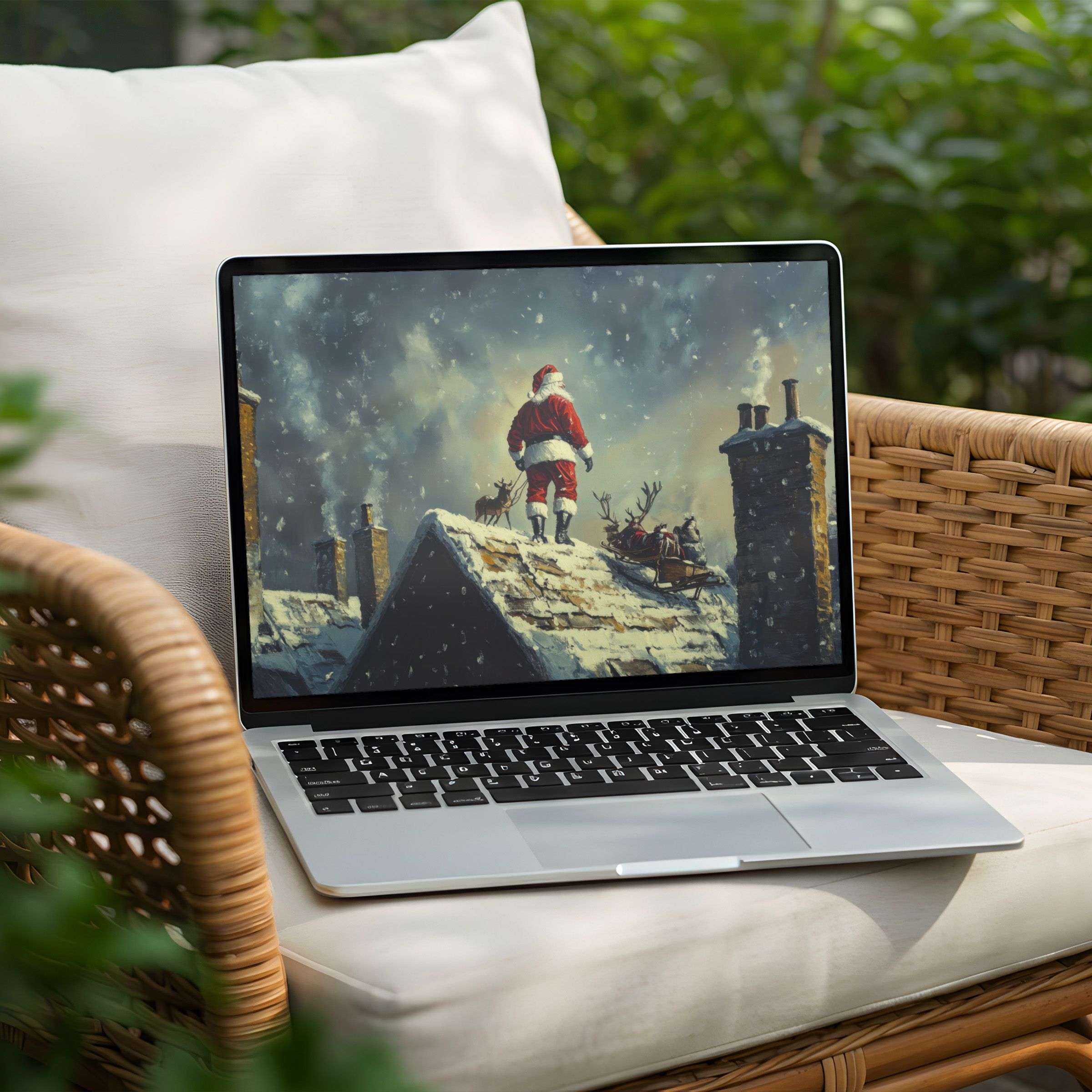 Inspiring Santa Claus desktop background for PC or Laptop brings festive cheer and elegance to your workspace via instant download