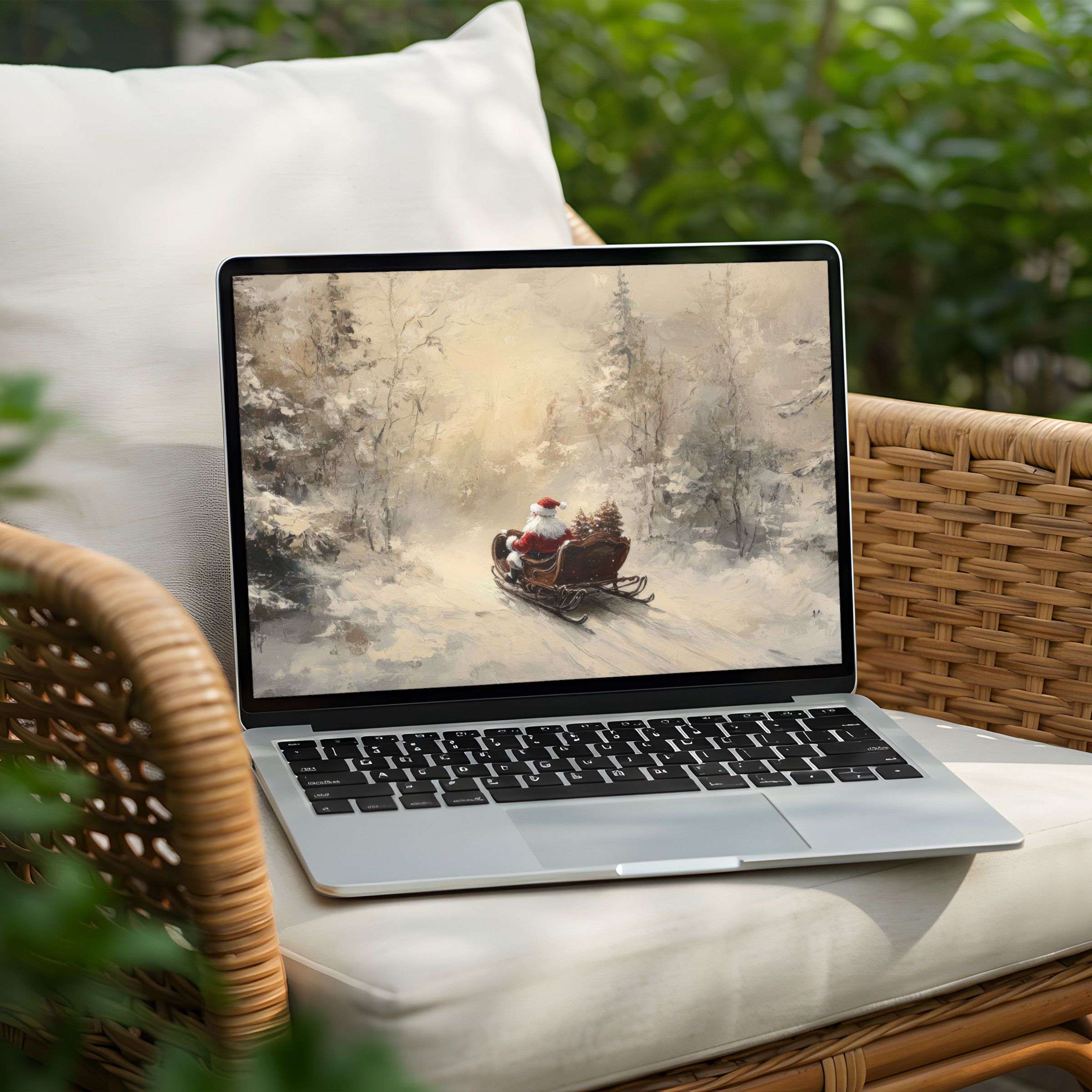 Elegant winter landscape desktop background on a Laptop offers instant download for PC users seeking calm and inspiration