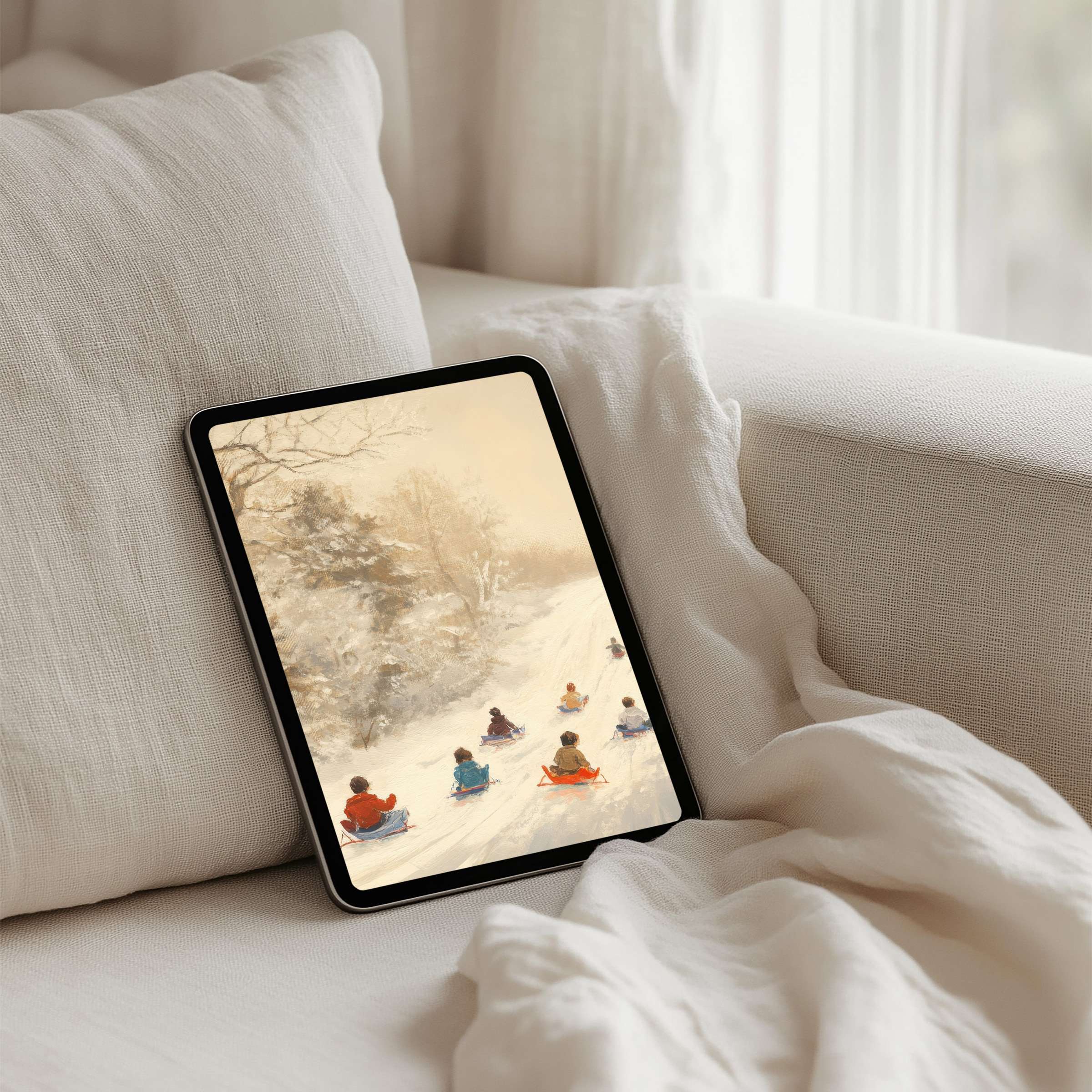 Elegant winter forest art for iPad background offers calming inspiration and mindfulness instant download for any tablet user