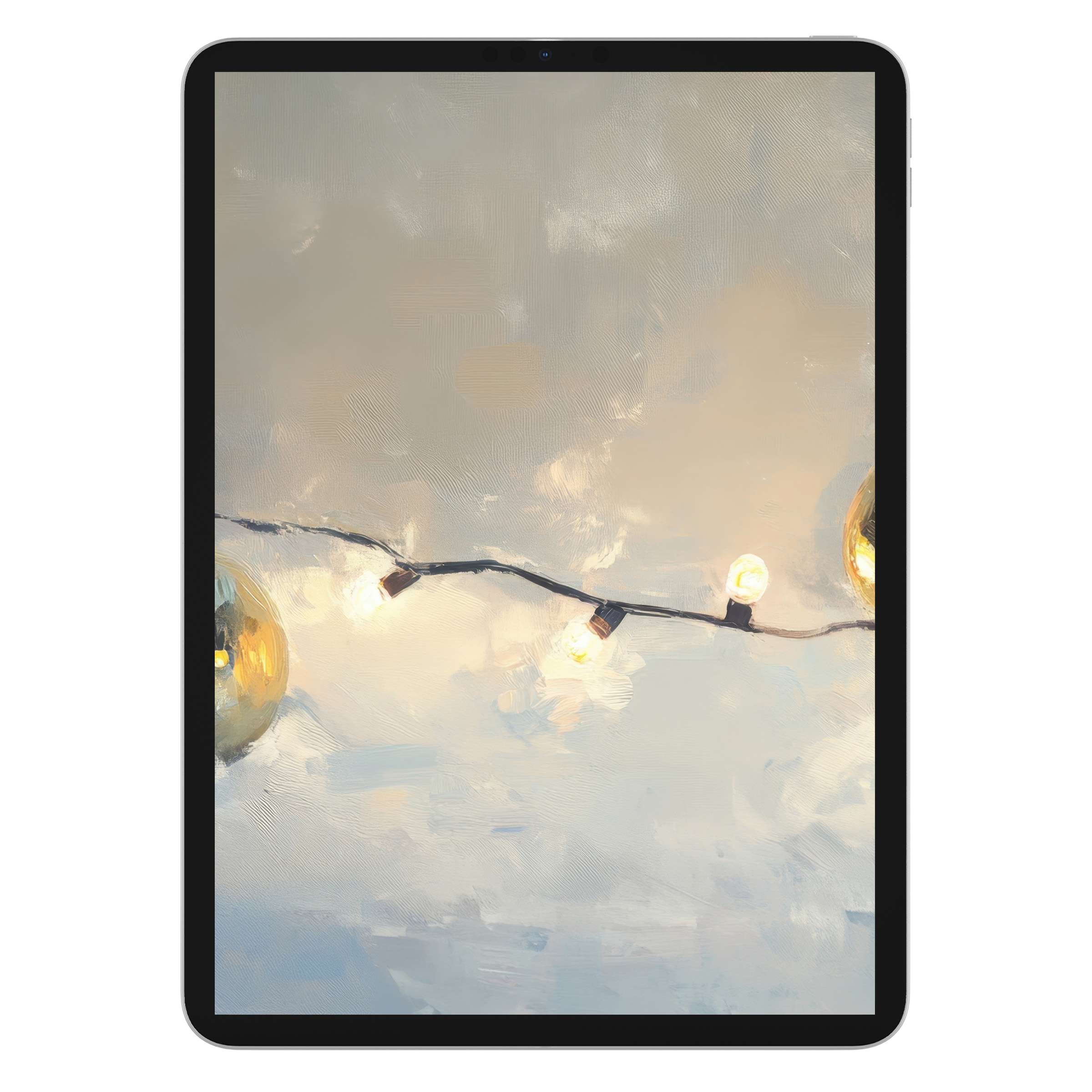 Elegant christmas iPad wallpaper featuring glowing lights on a textured canvas, perfect digital download for tablet background ambiance