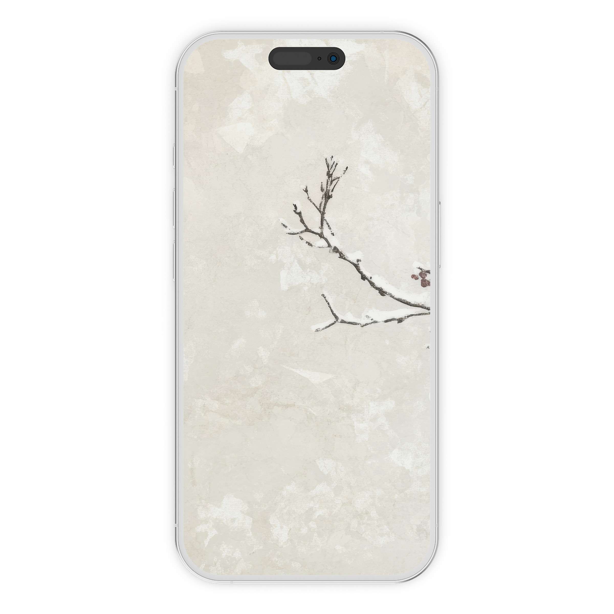 Elegant christmas iPhone wallpaper featuring minimalistic winter branches on a serene background perfect for phone digital download