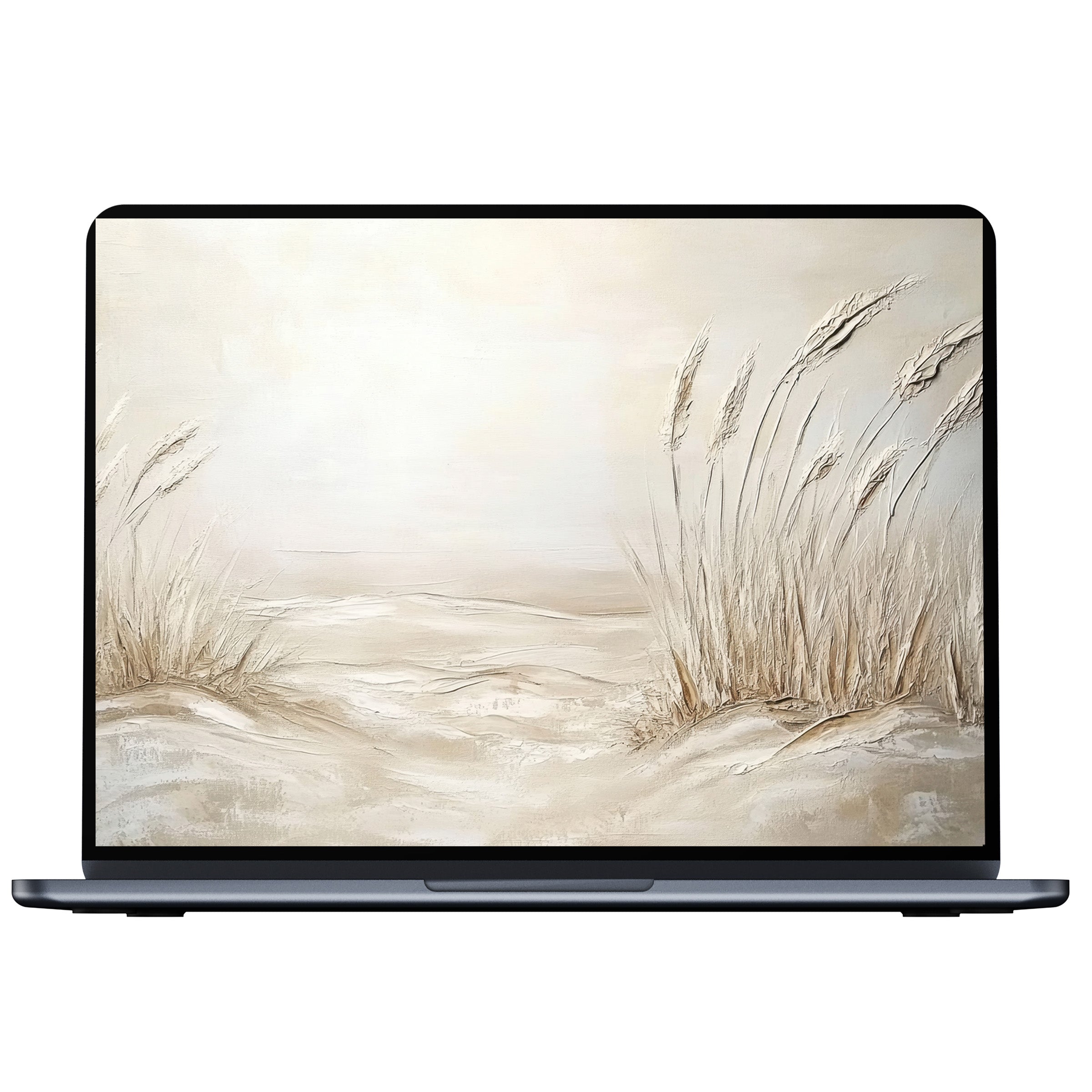 Coastal desktop wallpaper digital download in soothing beige tones evokes calm and elegance for PC, laptop, and Mac users