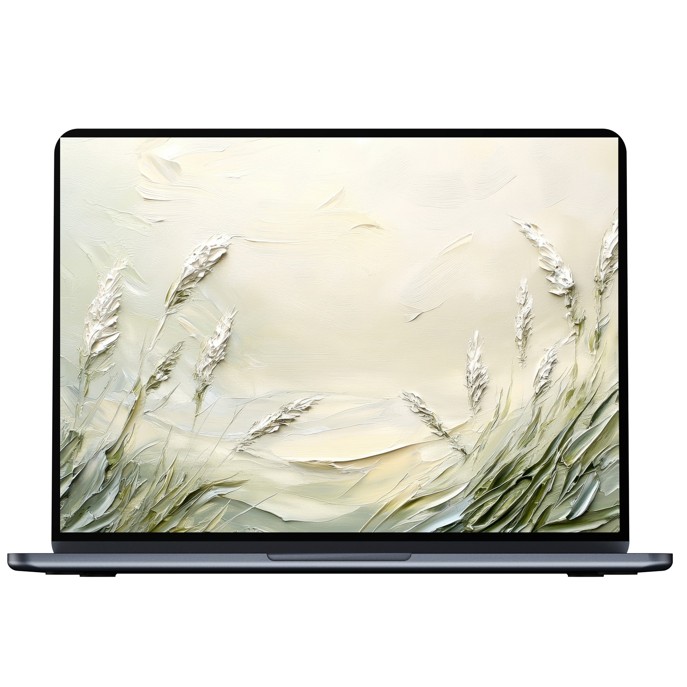 Elegant coastal desktop wallpaper with serene wheat textures, perfect digital download for PC, Laptop, or Mac, inspiring calm and mindfulness