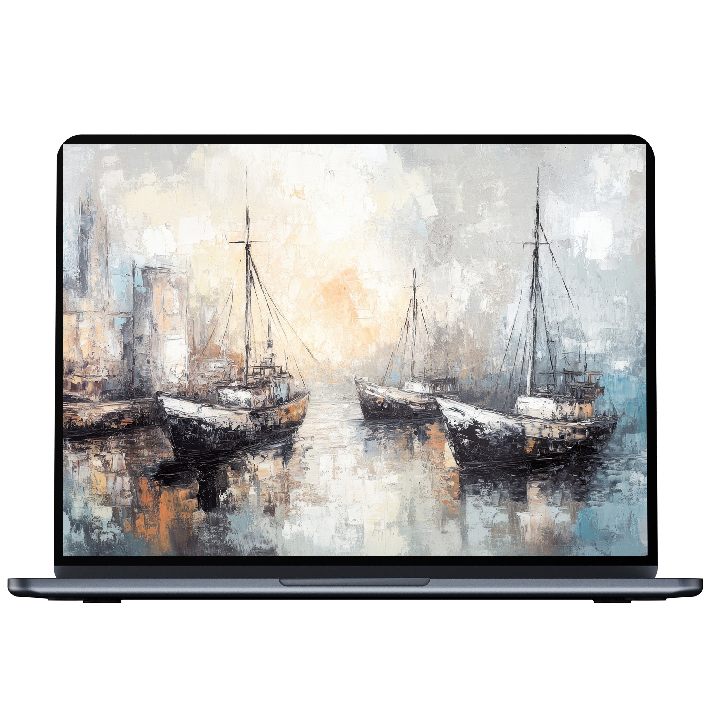 Coastal desktop wallpaper digital download features serene sailboats in soft hues for an elegant PC or laptop background