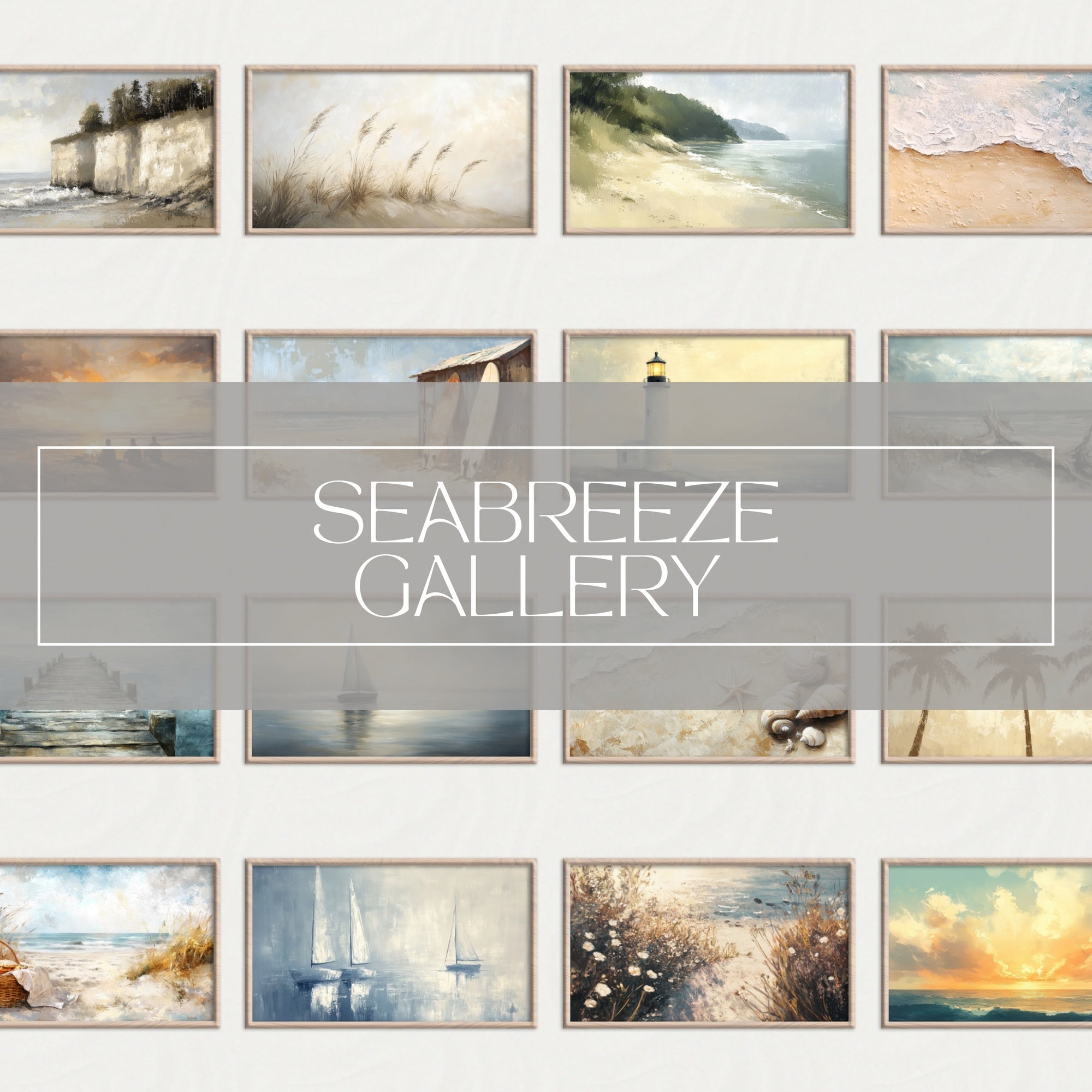 101 Coastal Frame TV Art Set - digital download for Samsung Frame TV, curated seaside wall art by Gallery Flair