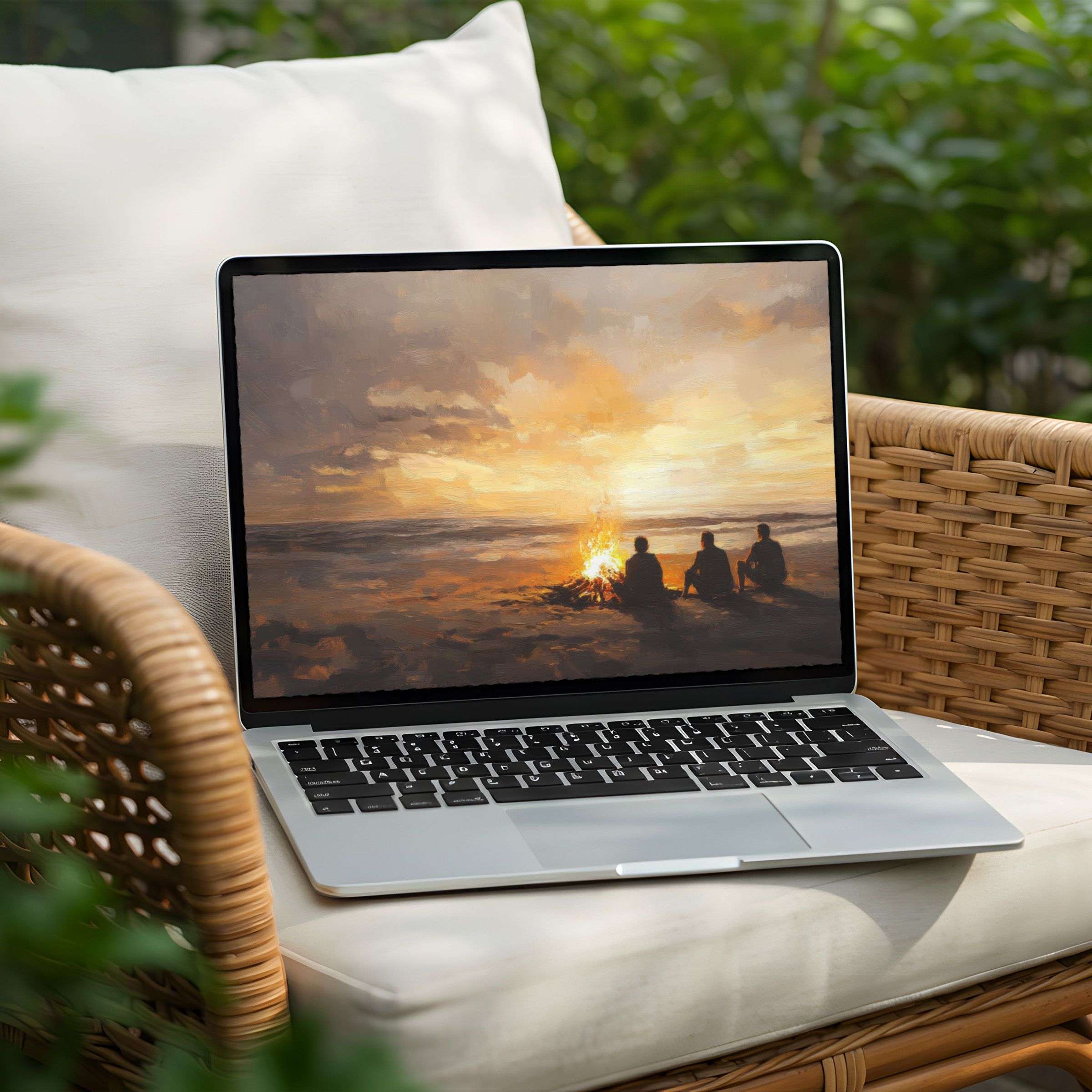 Inspiring beach sunset desktop background on PC or Laptop for instant download exudes calm and elegance with warm hues