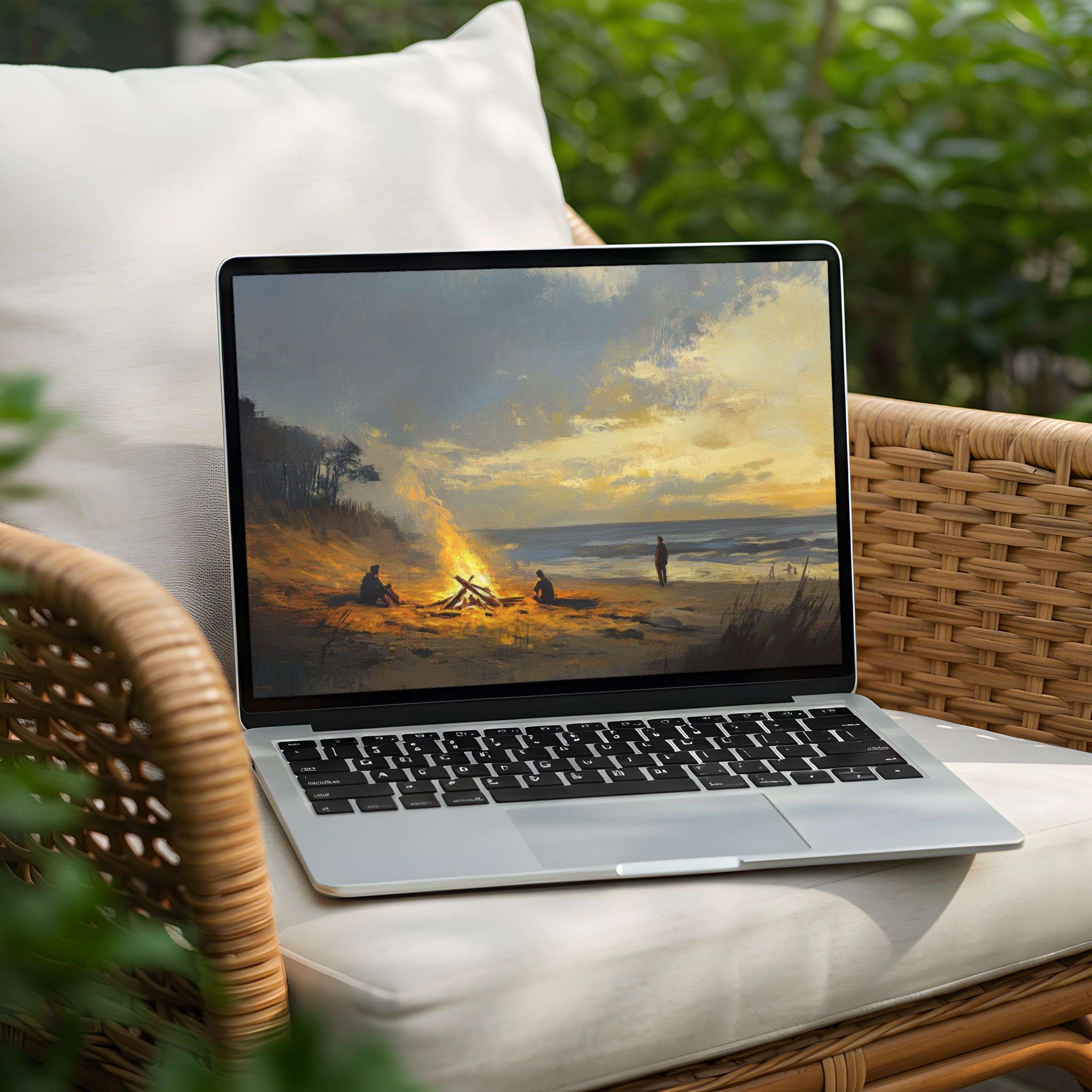 Inspire elegance with a sunset campfire desktop background on PC or Laptop offering instant download and mindful tranquility