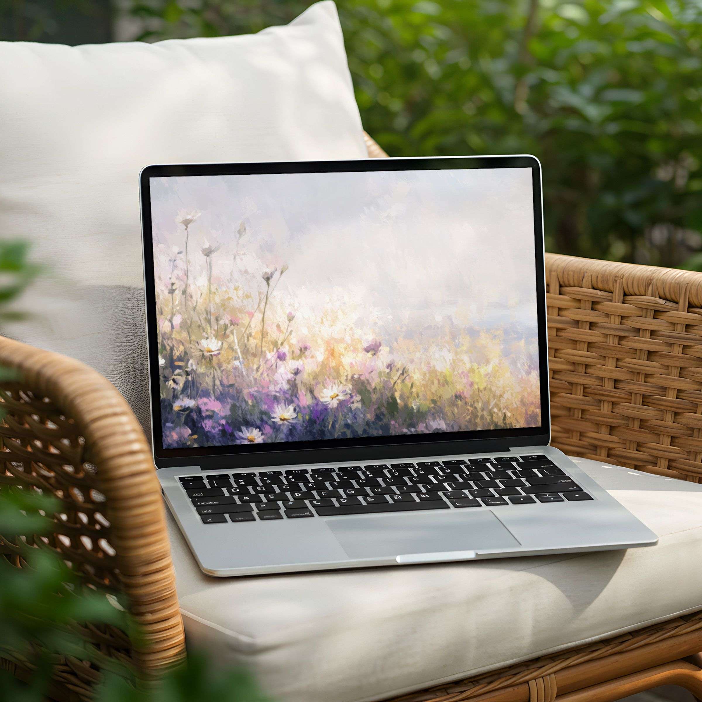 Elegant floral digital art for desktop background on PC or Laptop instant download adds calm and inspiration to your space