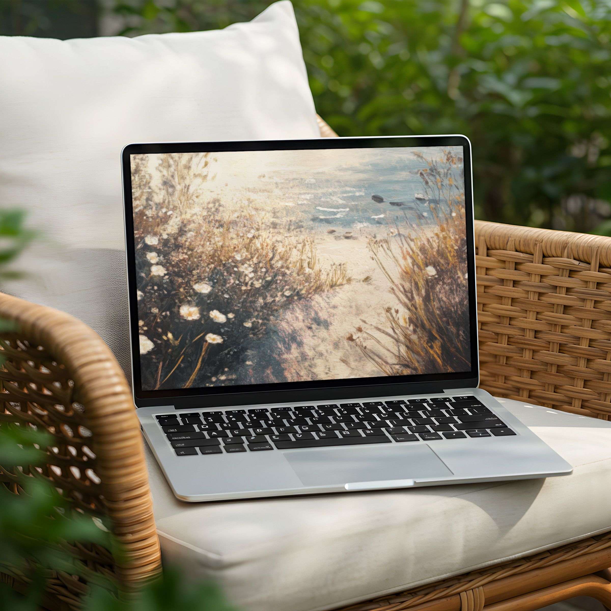 Elegant nature-inspired desktop background for PC and Laptop instant download evokes calm and mindfulness with soft earthy tones