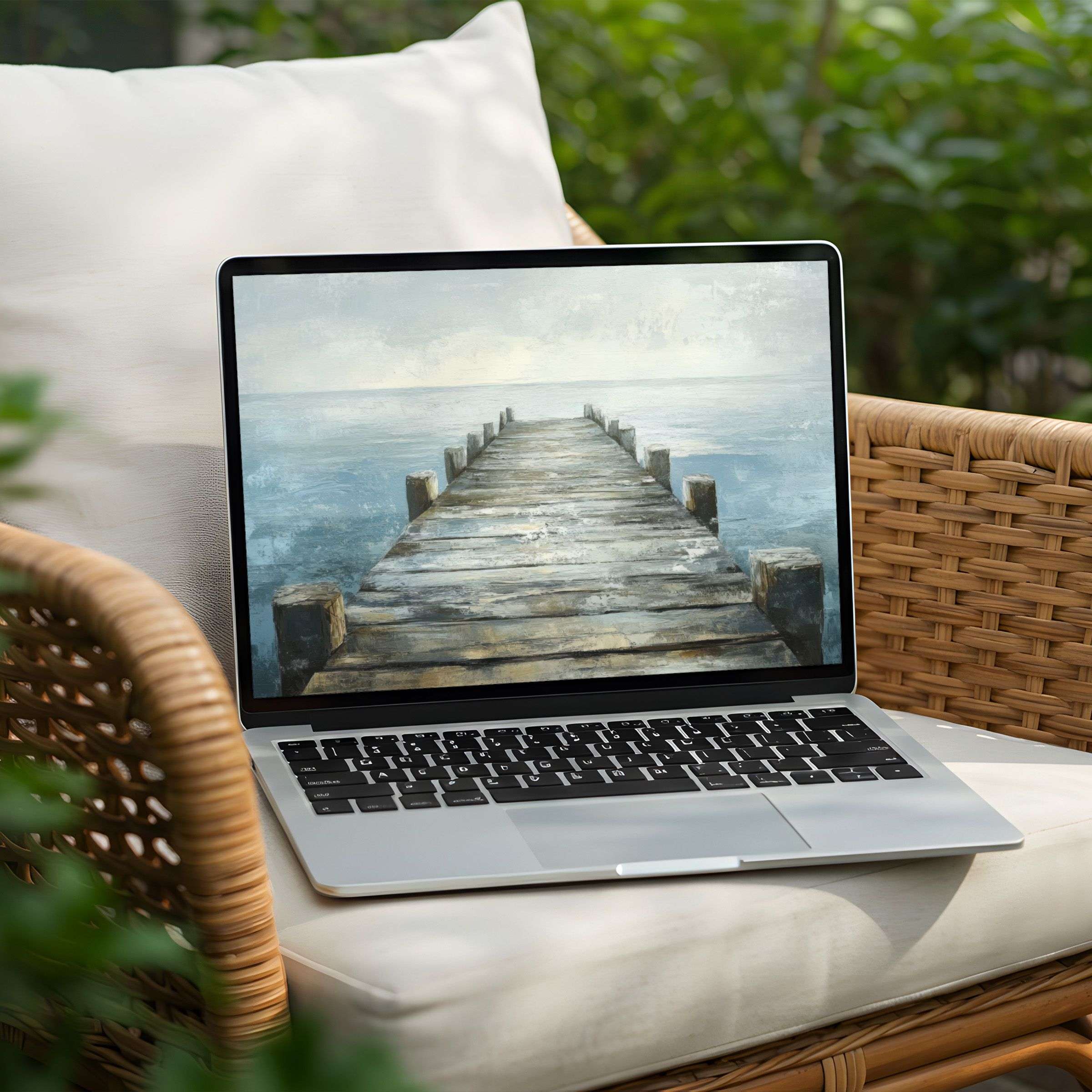 Elegant pier scene desktop background for PC or Laptop, instant download, bringing calm and inspiration to your workspace