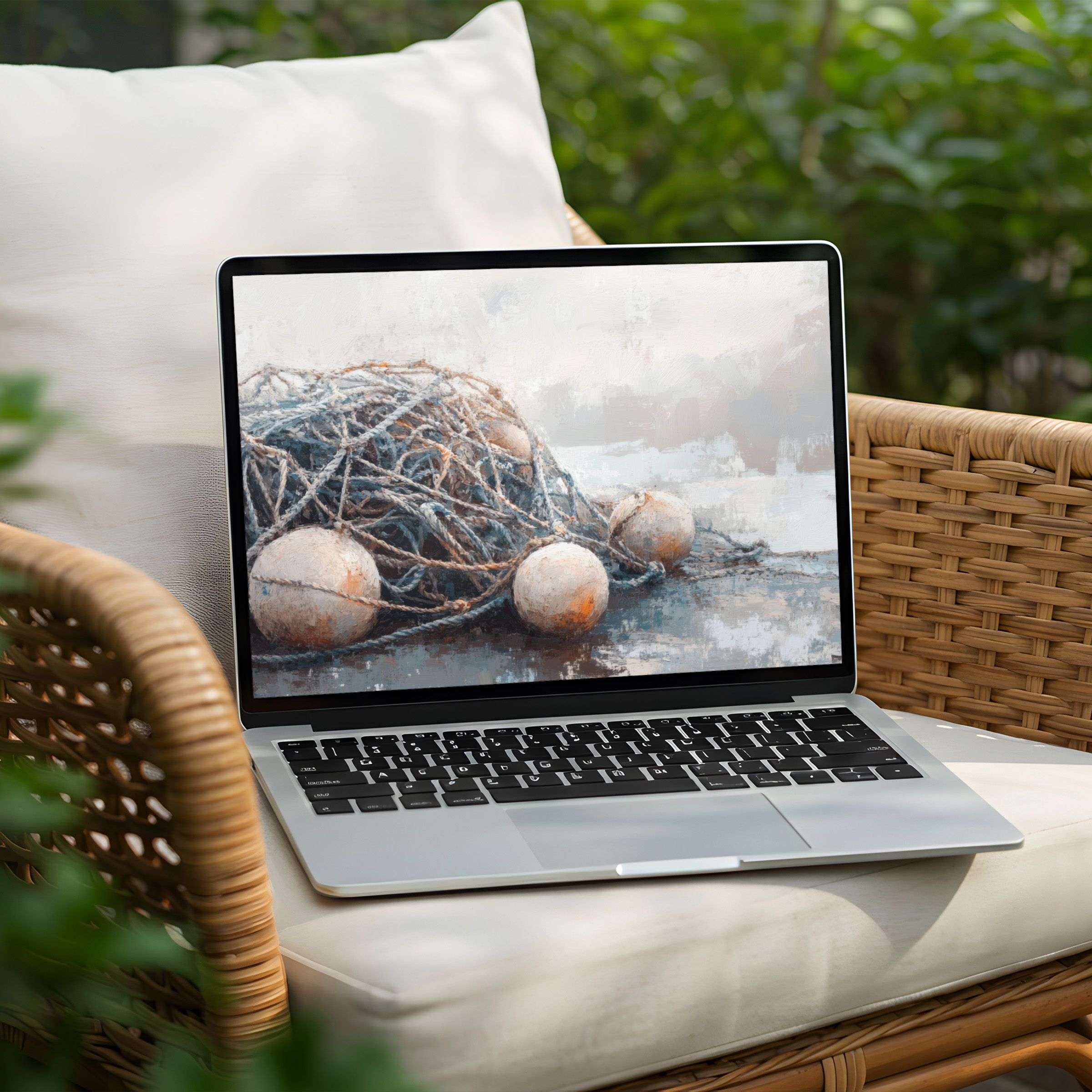 Elegant desktop background for PC and Laptop, featuring calming textures in an artistic coastal scene, available for instant download