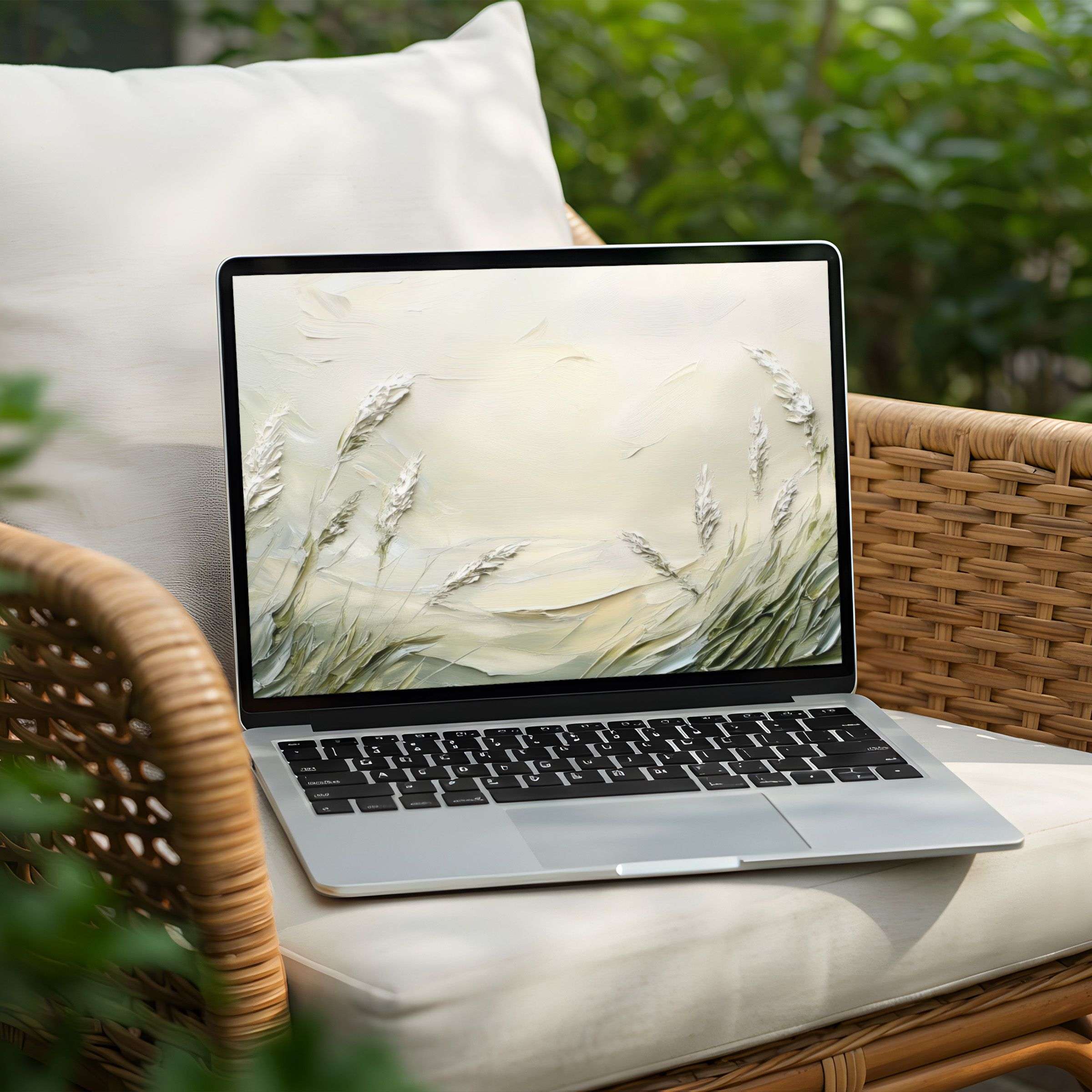 Serene wheat field digital art for desktop background on a PC or Laptop brings calm and elegance with instant download