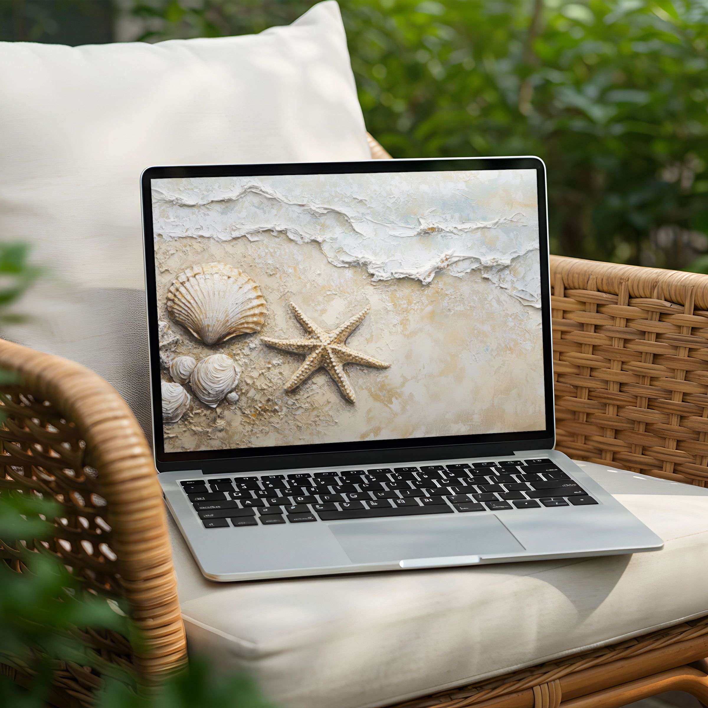 Elegant coastal desktop background for your PC or Laptop instant download for a mindful and inspiring digital atmosphere