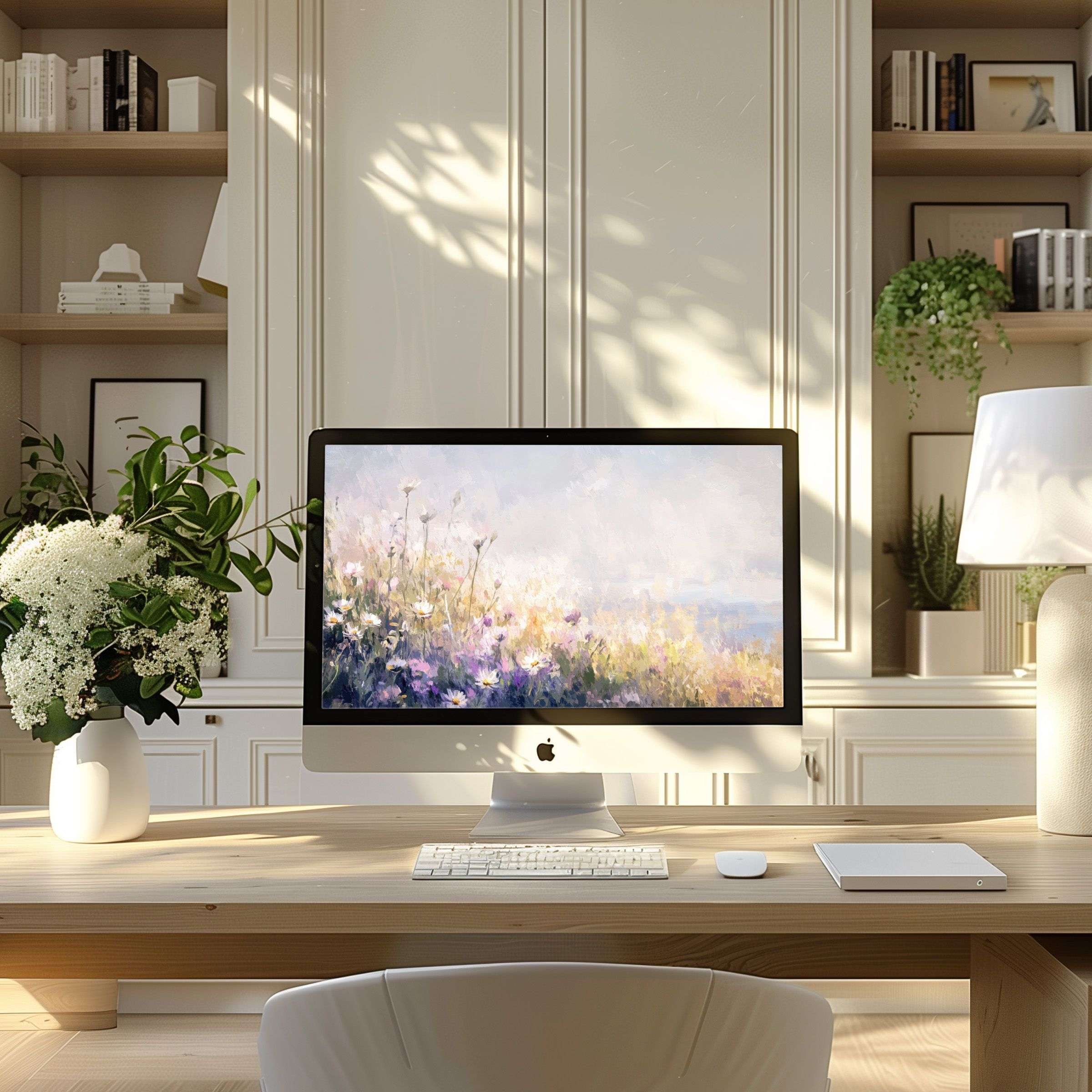 Elegant nature-inspired wallpaper for computer transforms your PC or laptop into a serene oasis digital download fits ultrawide
