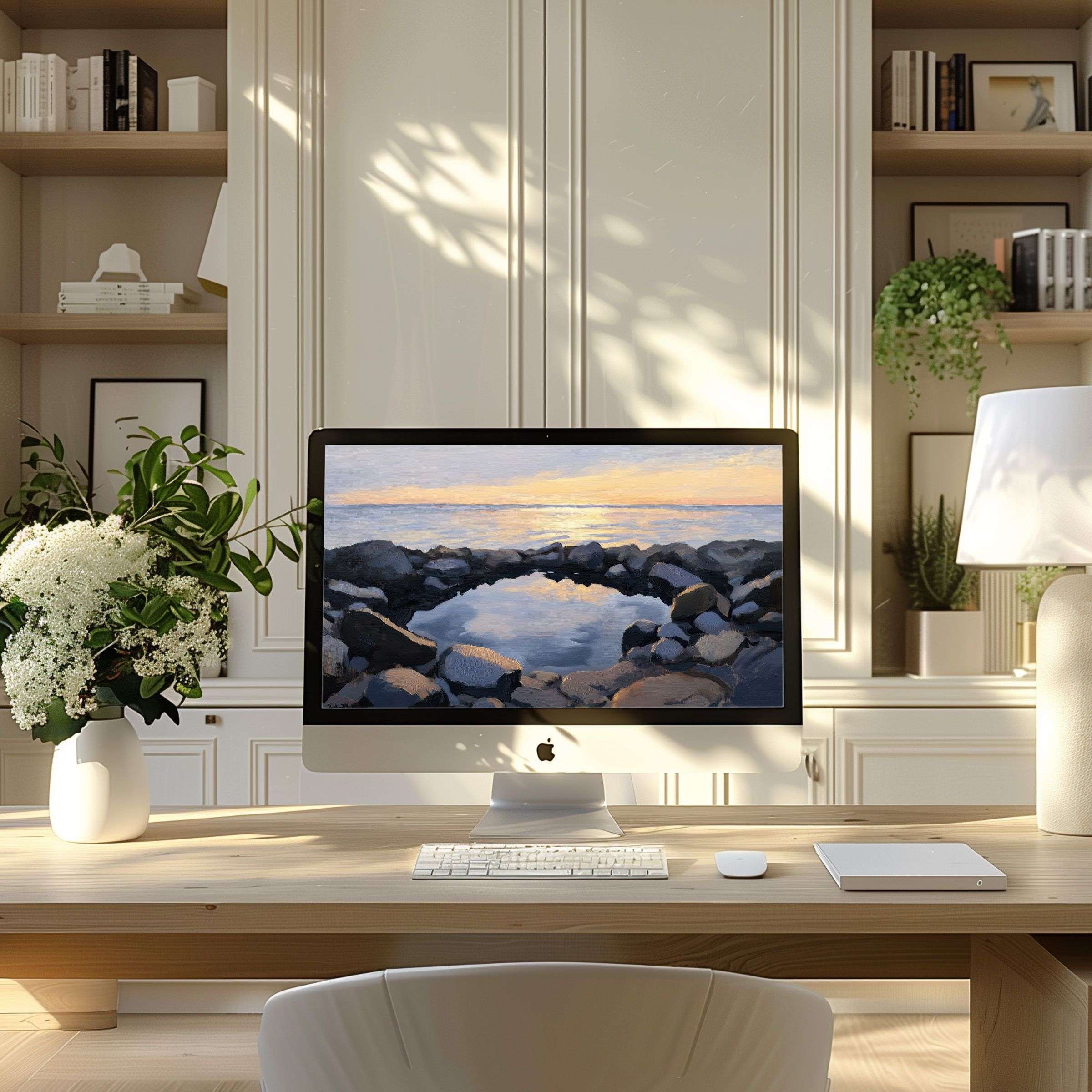 Inspire elegance with a calming seascape wallpaper for computer, ideal for PC and laptop, enhancing any ultrawide digital setup