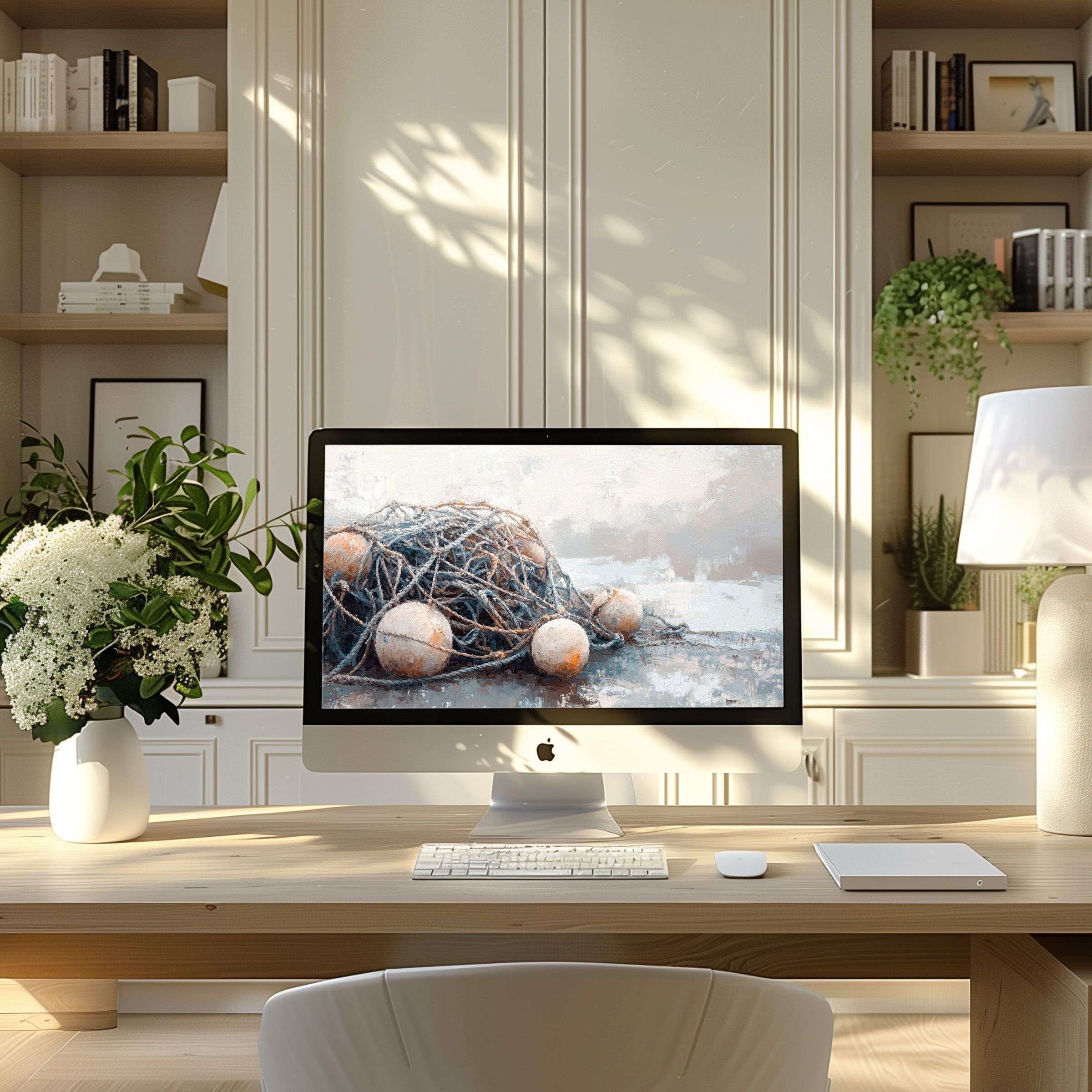 Elegant wallpaper for computer featuring calming abstract art fits PC, laptop, ultrawide monitors perfect for modern home office
