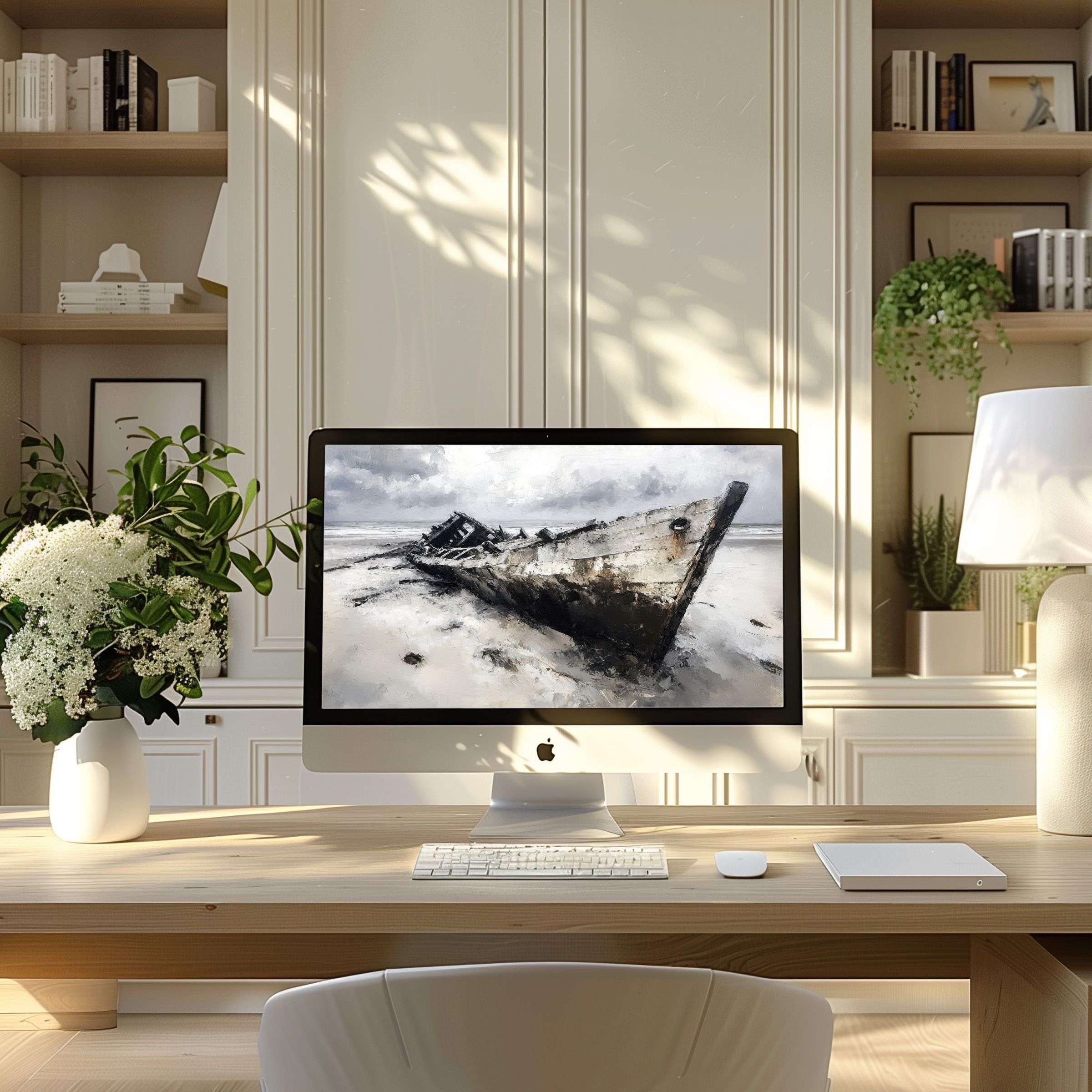 Calm your workspace with this digital wallpaper for computer and PC, offering elegance and inspiration for any laptop setting