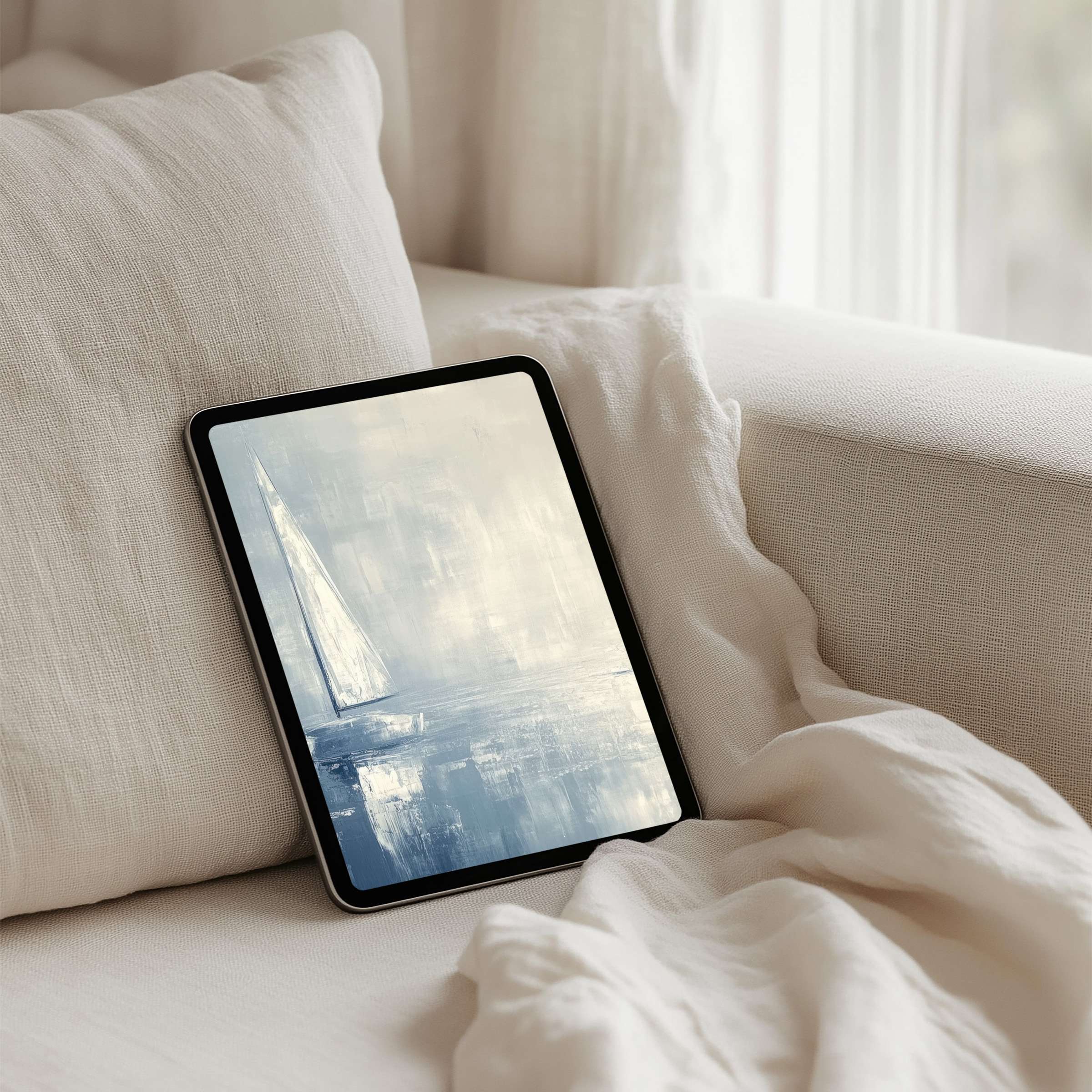 Elegant abstract sailboat art elevates your iPad background, bringing calm and inspiration to any tablet with instant download options