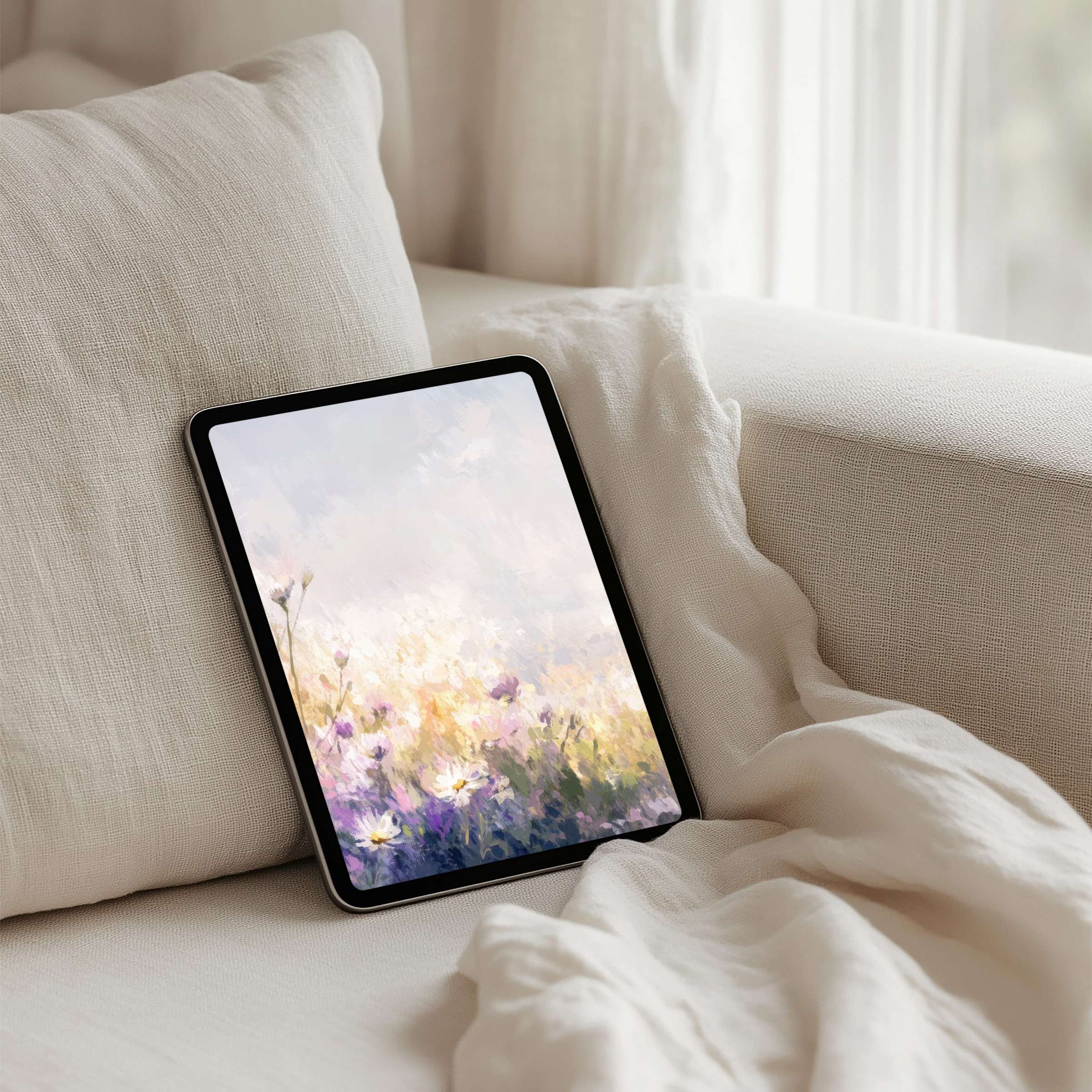 Elegant watercolor floral iPad background for tablet users seeking calm inspiration instant download for all devices and settings