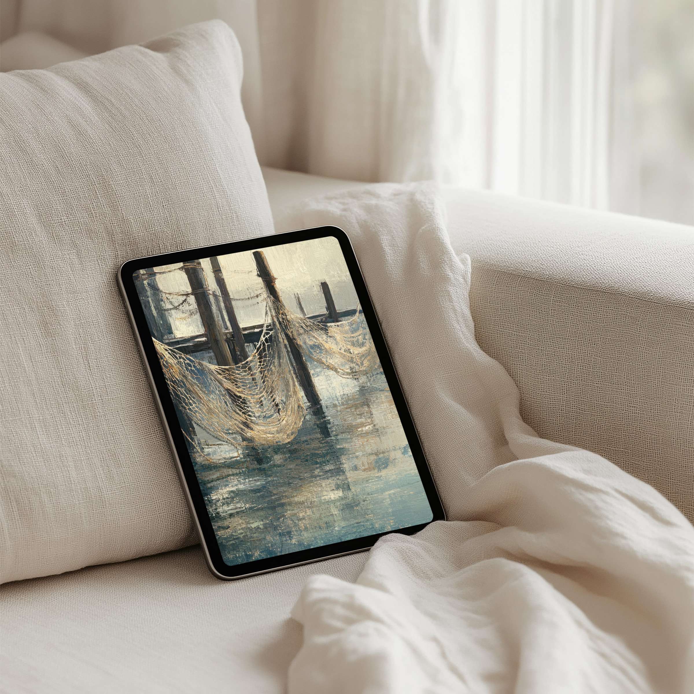 Serene iPad background with soft earthy tones evokes calmness and inspiration for your tablet instant download and home aesthetics
