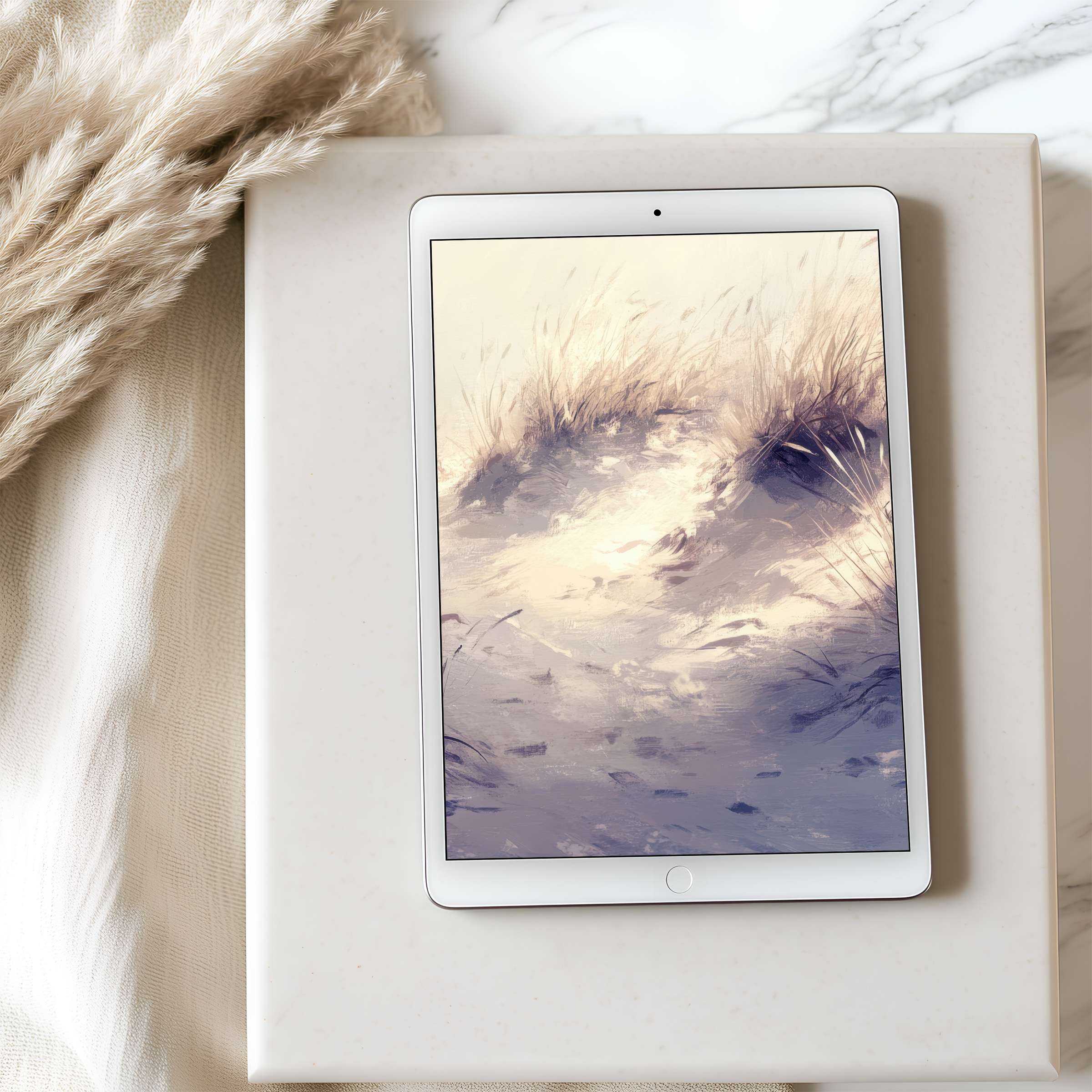 Serene tablet wallpaper of a soft, sandy landscape in muted tones, perfect for iPad or Android, enhancing calm and elegance in digital spaces