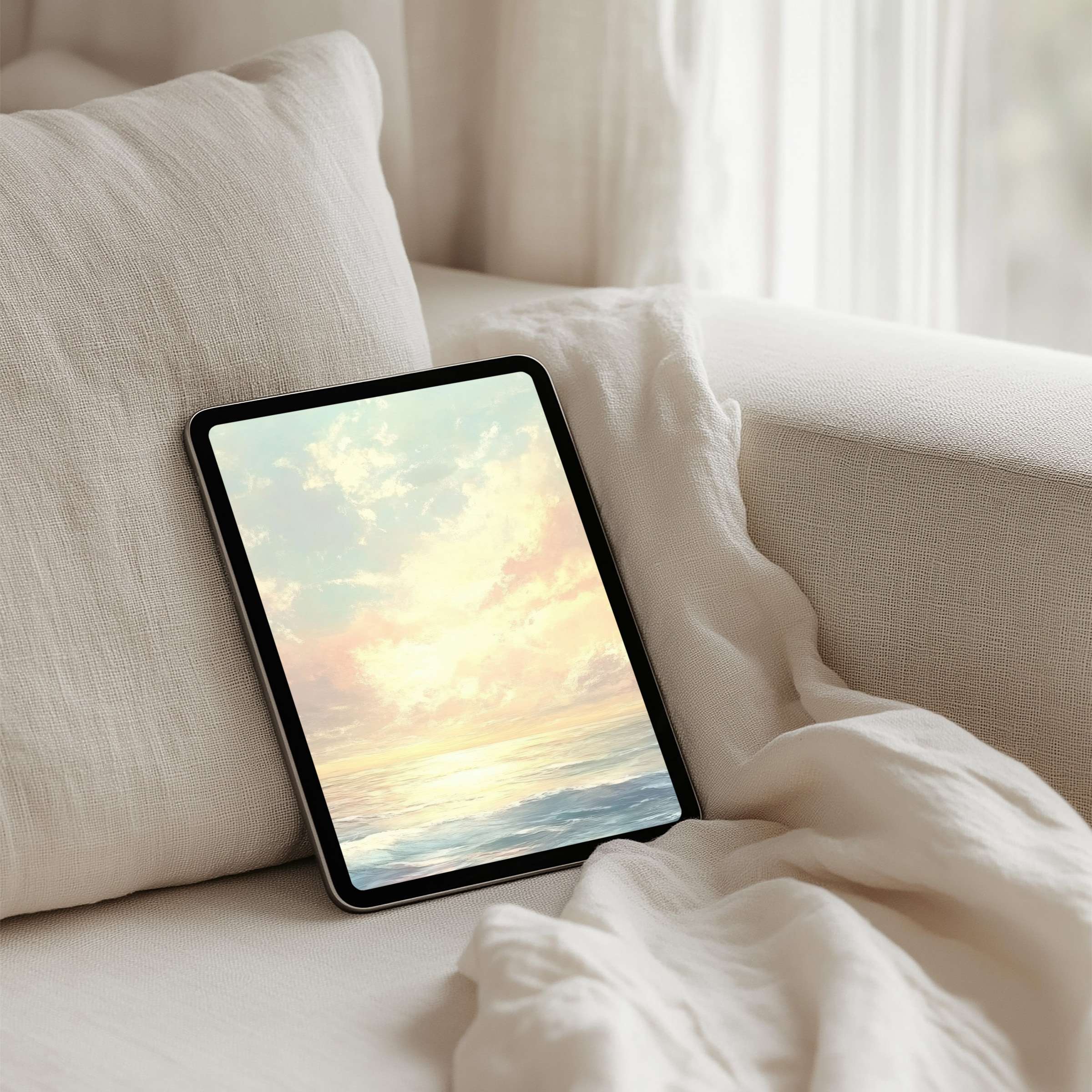 Elegant sunset iPad background for tablet offers instant download inspiring calm and mindfulness for design-conscious users