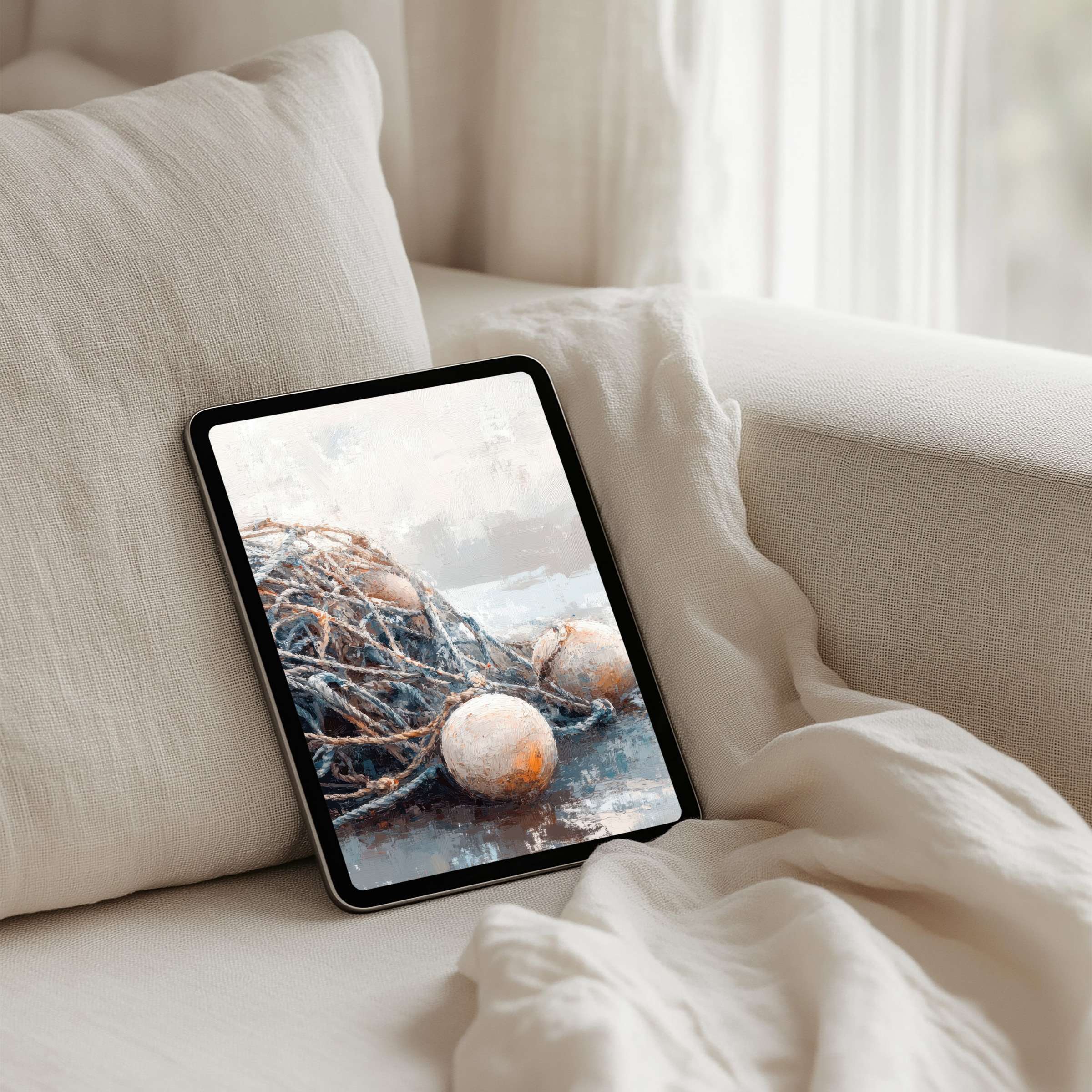 Tranquil iPad background featuring soft textures and coastal hues for instant download on any tablet inspiring calm and elegance