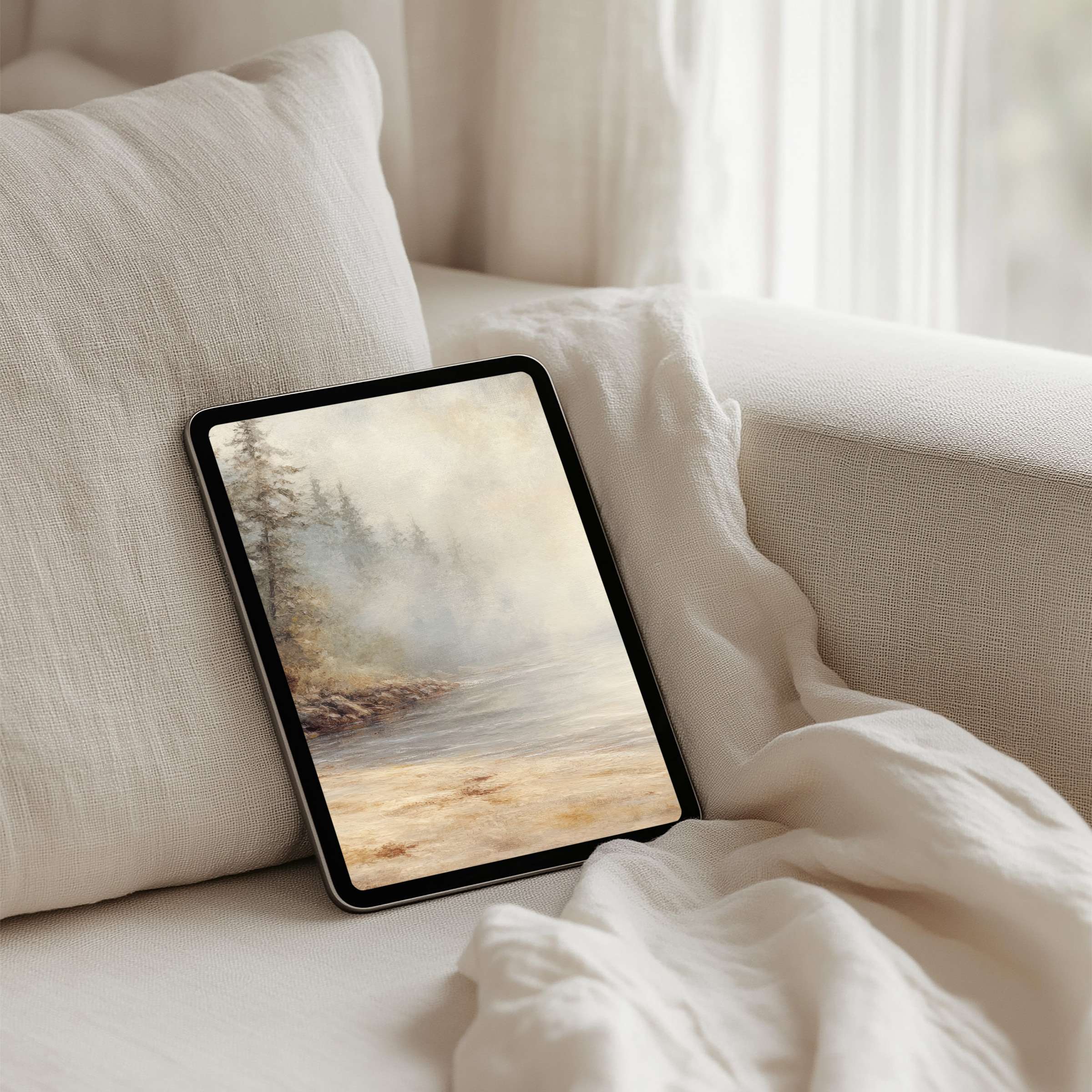 Tranquil forest scene iPad background for instant download envelops your tablet in serene elegance inspiring mindful relaxation