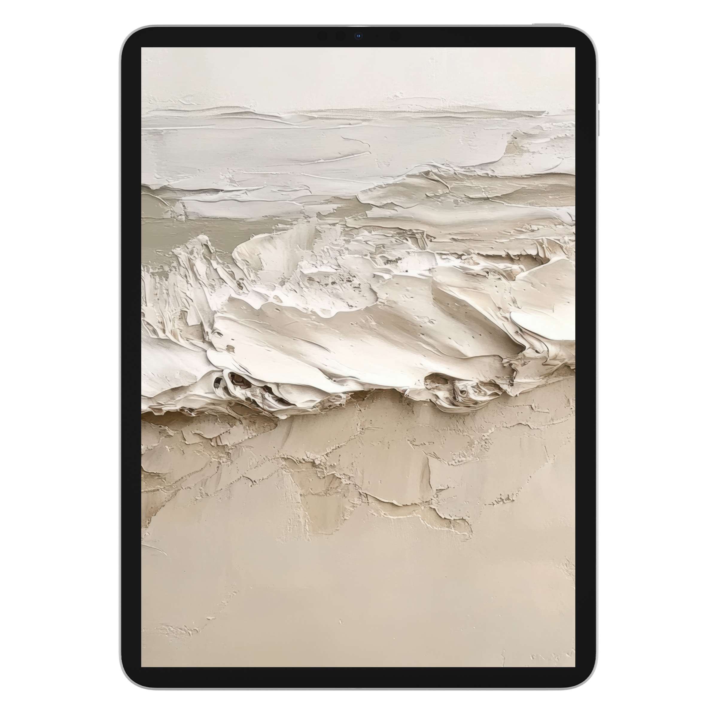 Elegant coastal iPad wallpaper showcasing serene beige textures and abstract waves perfect as a digital download tablet background
