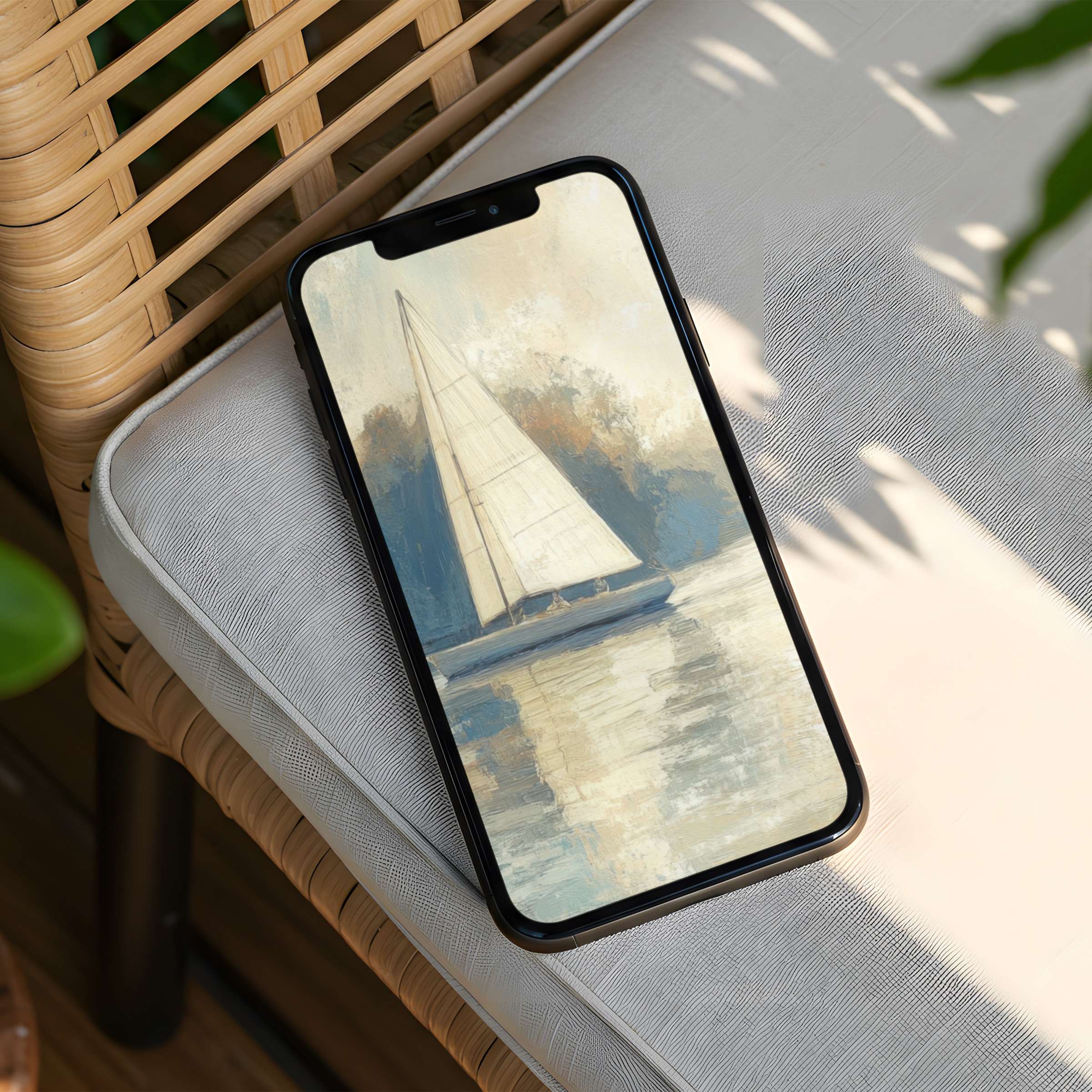 Elegant sailboat iPhone background for instant download brings calm and inspiration to your phone with soothing colors and textures