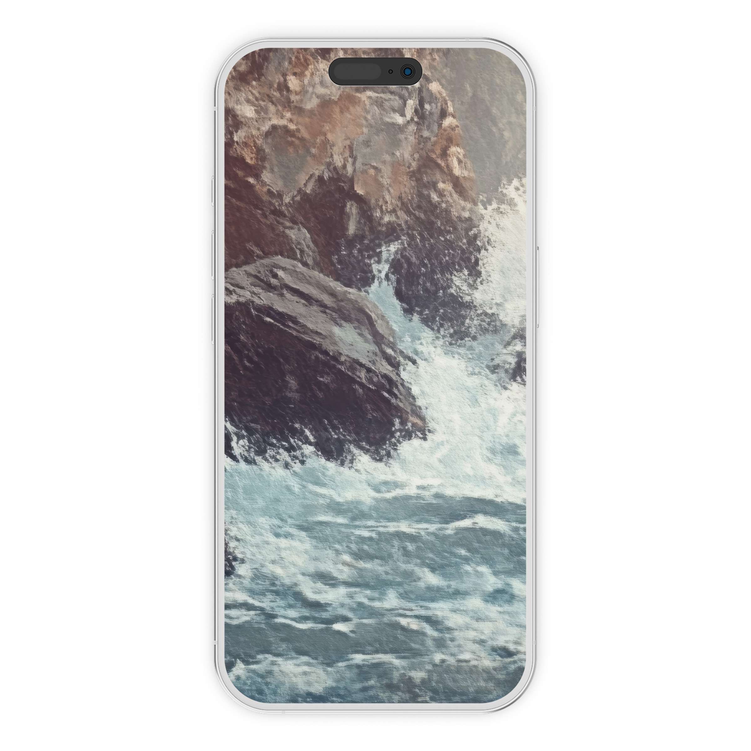 Coastal iPhone wallpaper featuring digital download of serene rocky seascape for an elegant phone background, calming texture suitable for all devices