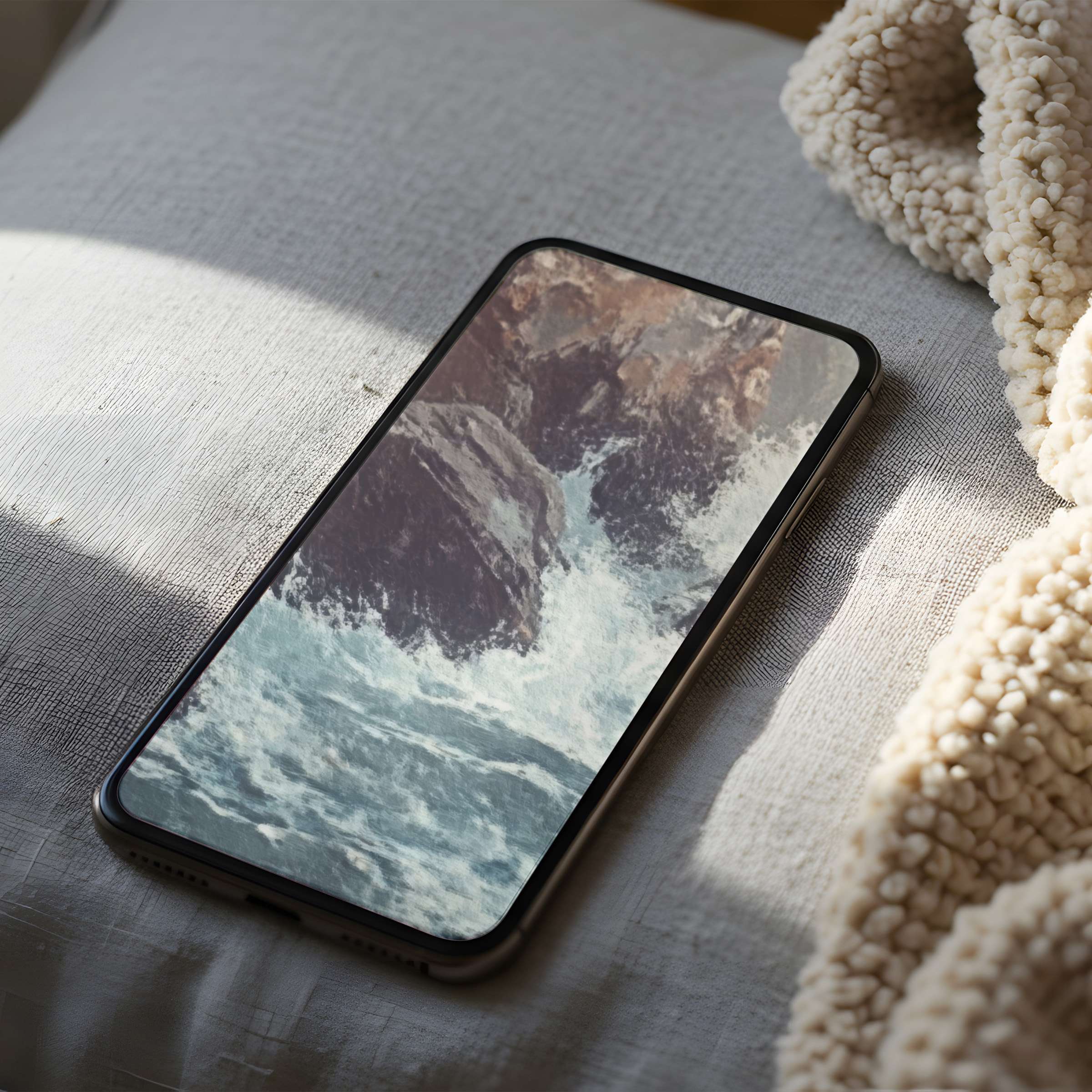 Energize your home with this elegant phone wallpaper featuring high resolution ocean waves, perfect for iPhone and android devices