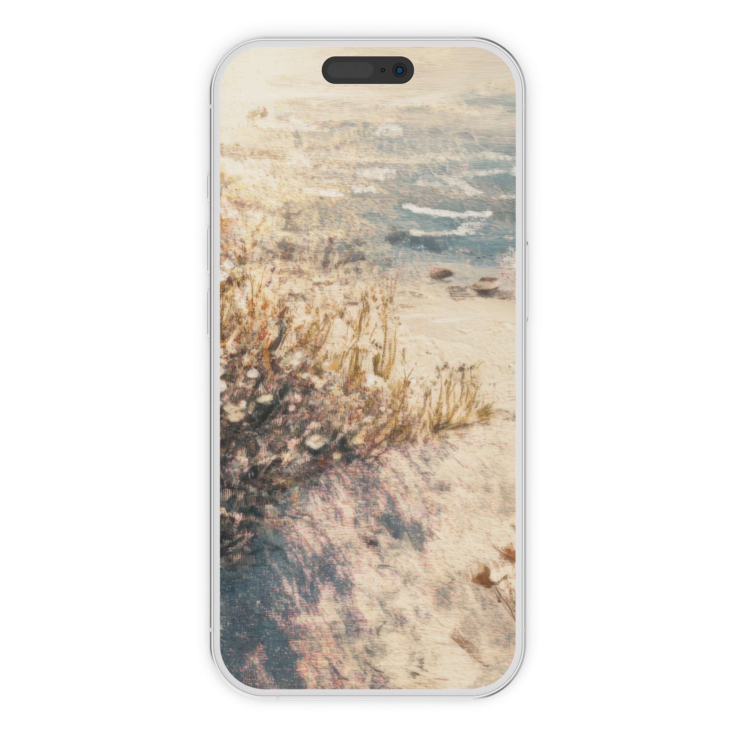 Elegant coastal iPhone wallpaper featuring serene beach textures for your phone background digital download perfect for relaxation