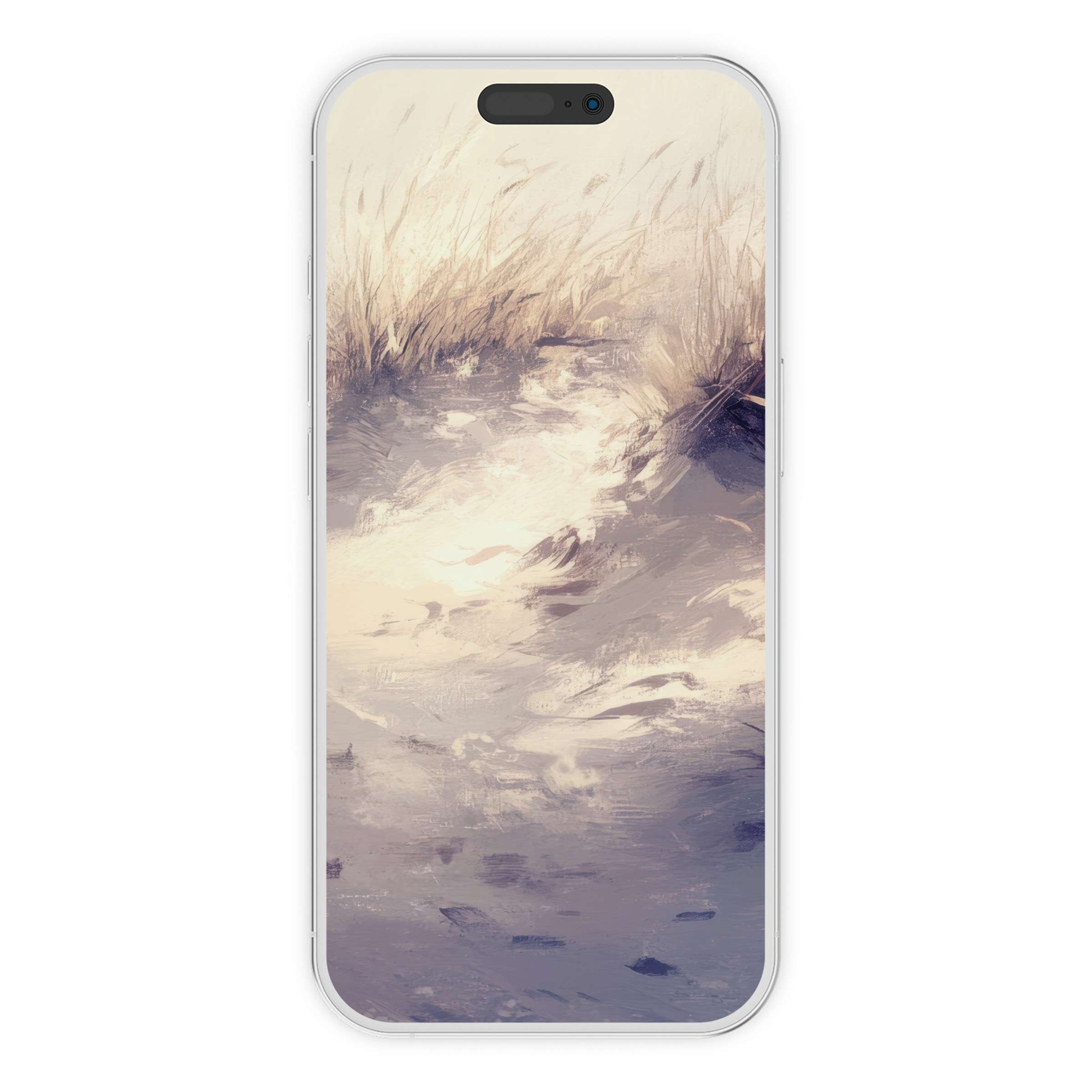 Elegant coastal iPhone wallpaper with serene pastel brushstrokes offers a calming phone background; perfect digital download for Android too