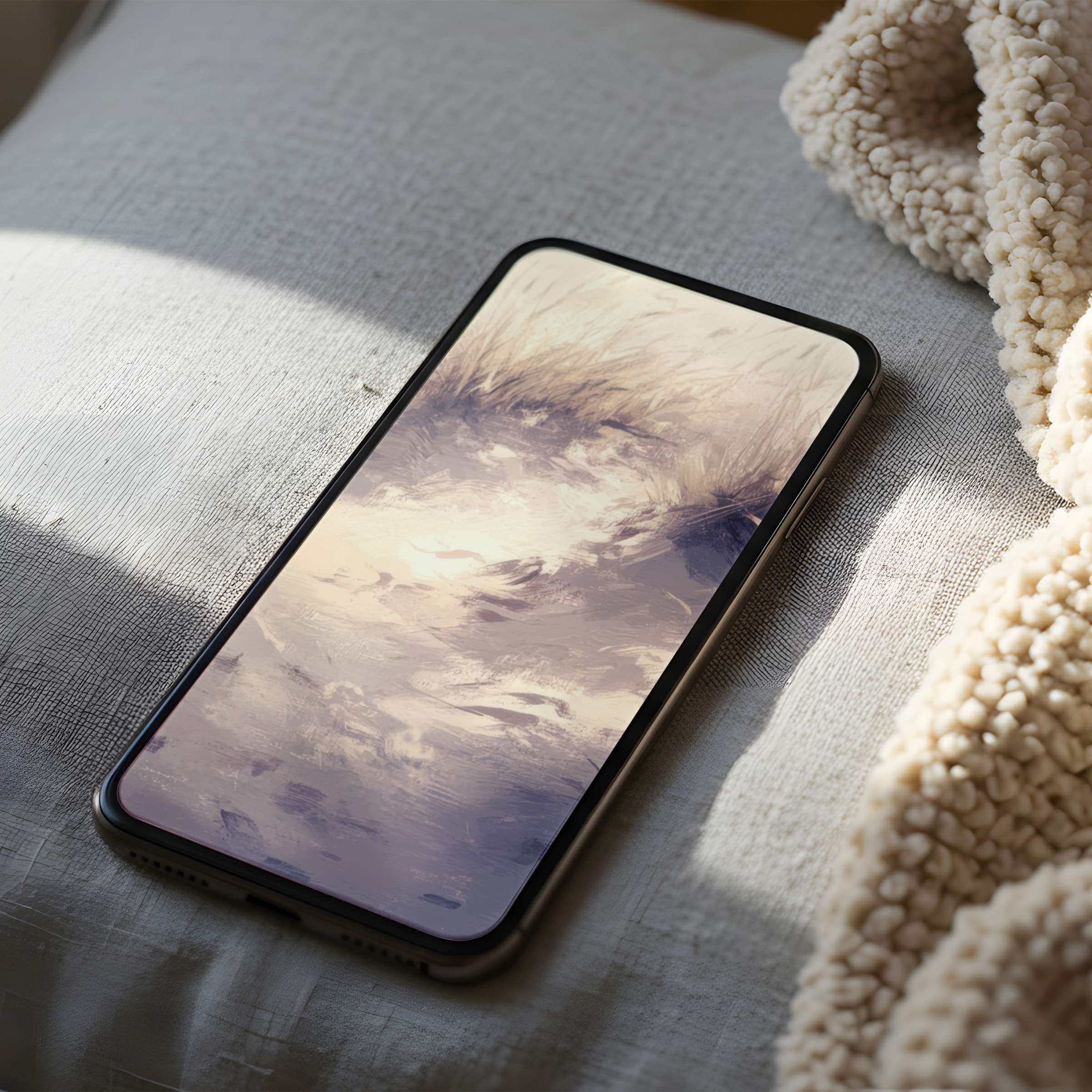 Elegant abstract phone wallpaper with soft pastel brushstrokes, perfect for iPhone and Android, offering calm high-resolution artistry